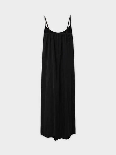 Black Cupro Crew Neck Slip Dress Elegant Casual Formal Wear