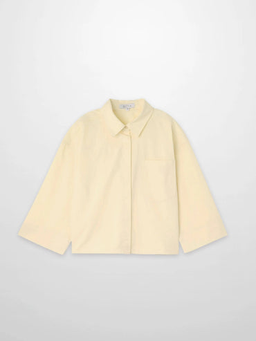 Yellow Cotton Crop Blouse Lightweight Summer Top Casual Chic