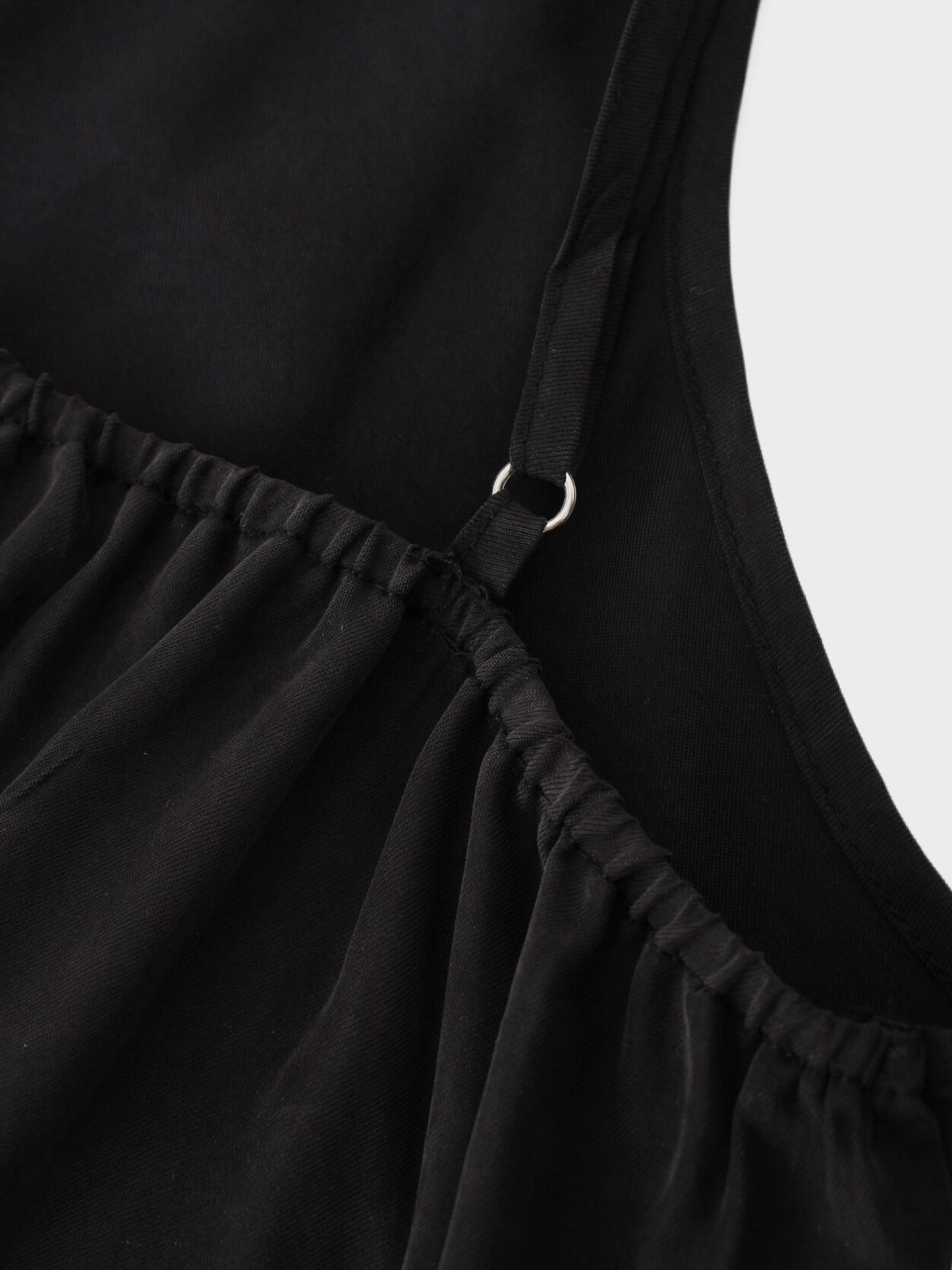 Black Cupro Crew Neck Slip Dress Elegant Casual Formal Wear