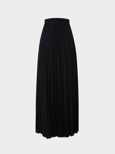 Wool Blend Pleated Black Skirt Warm Comfortable Stylish FW24-1