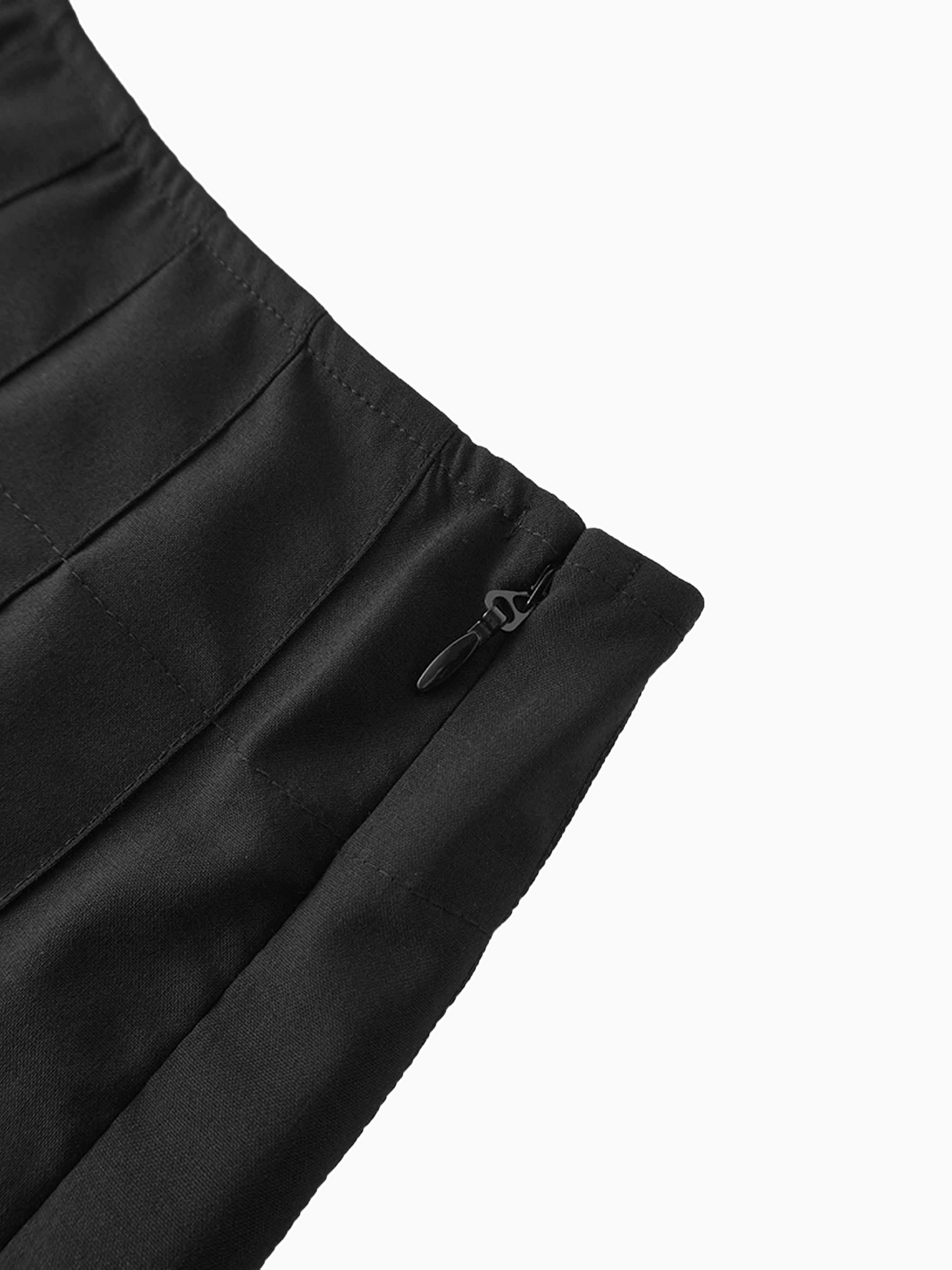 Black Wool Pleated Skirt Stitch Down Tailored Elegant Durable