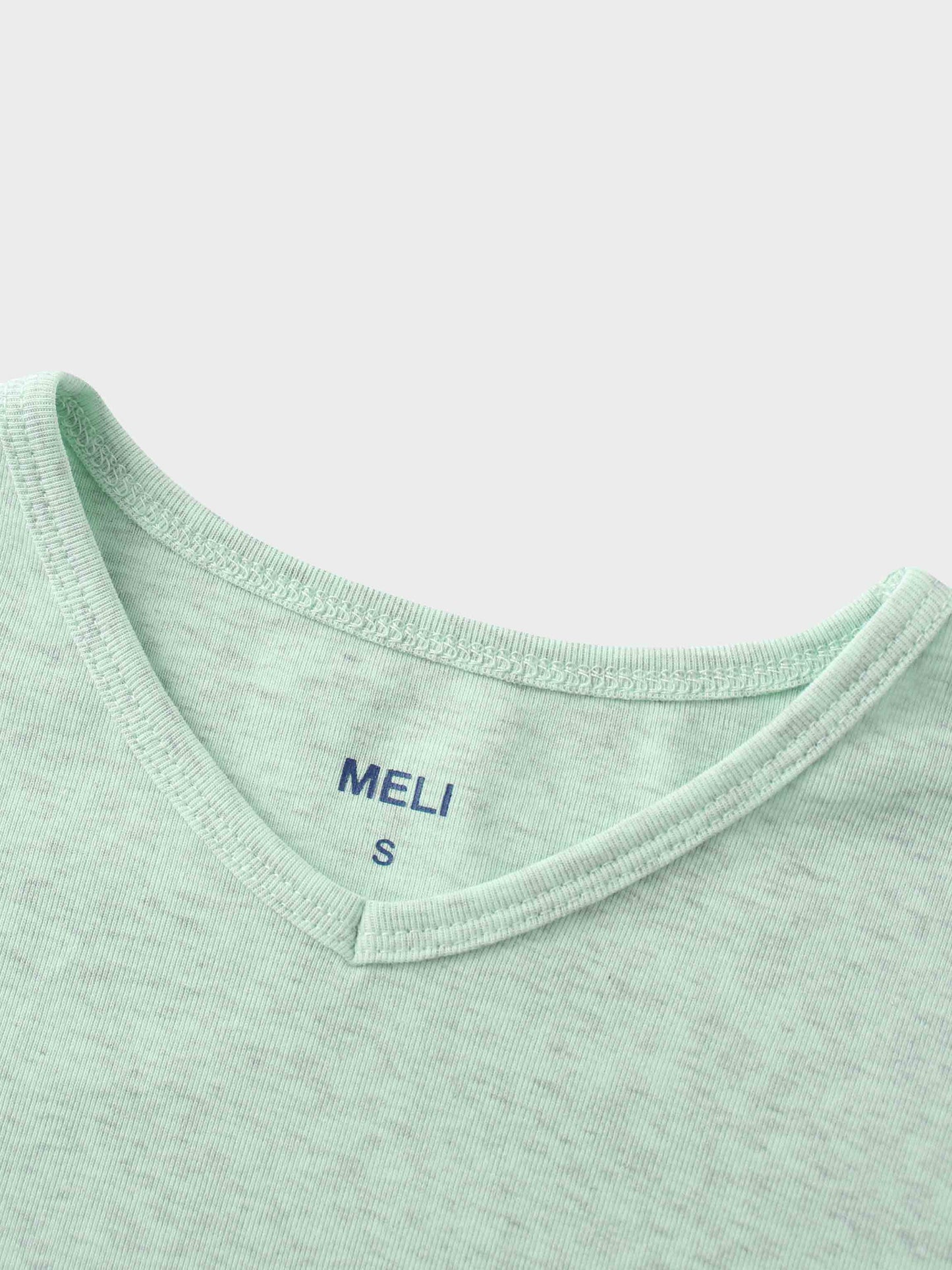 Basic High V Tee Long Sleeve Heathered Mint Grey Casual Fit Shirt-4