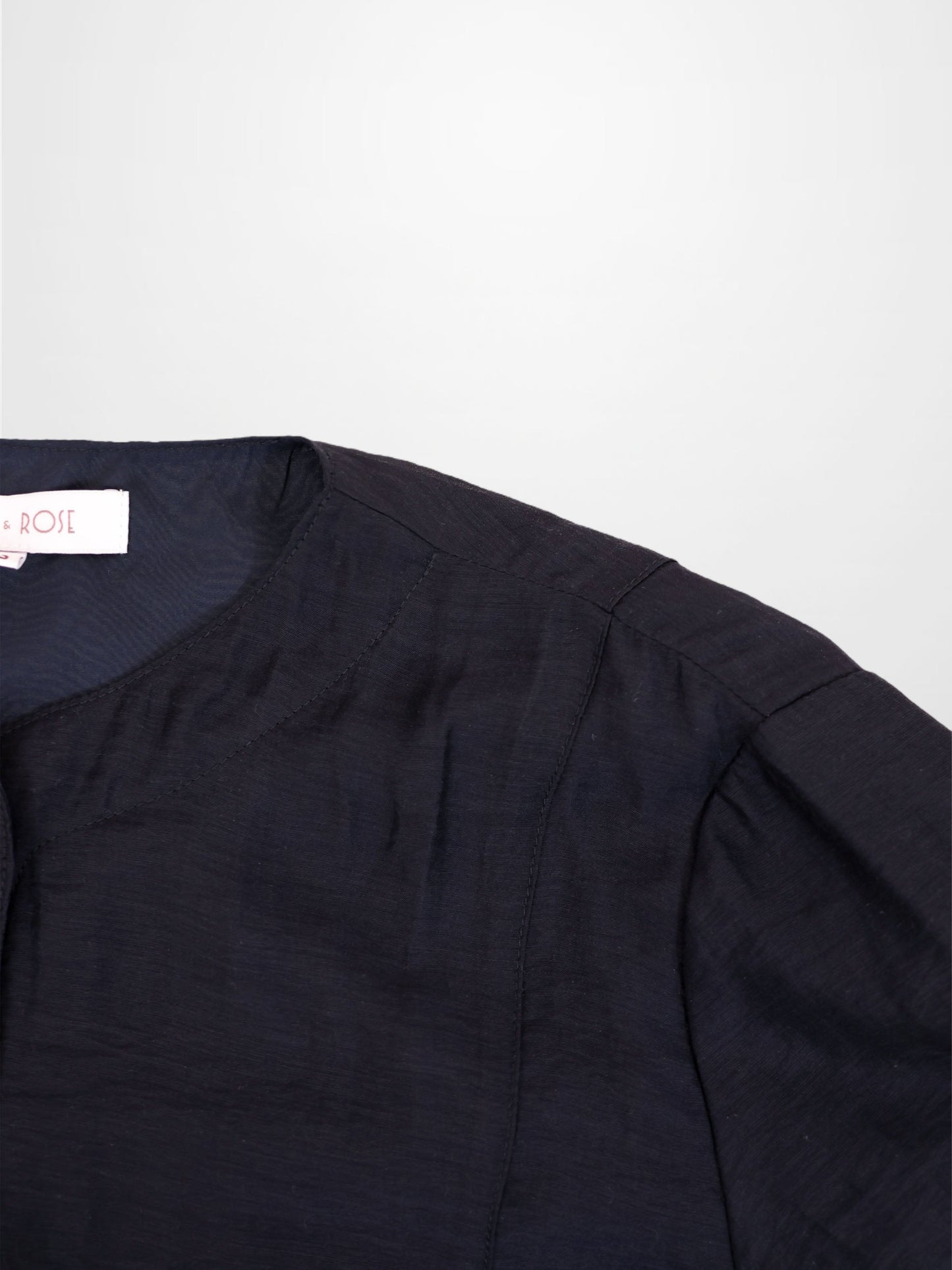 High V Neck Blouse Navy Elegant Office Top Versatile Dressy SS26 New Arrival-4