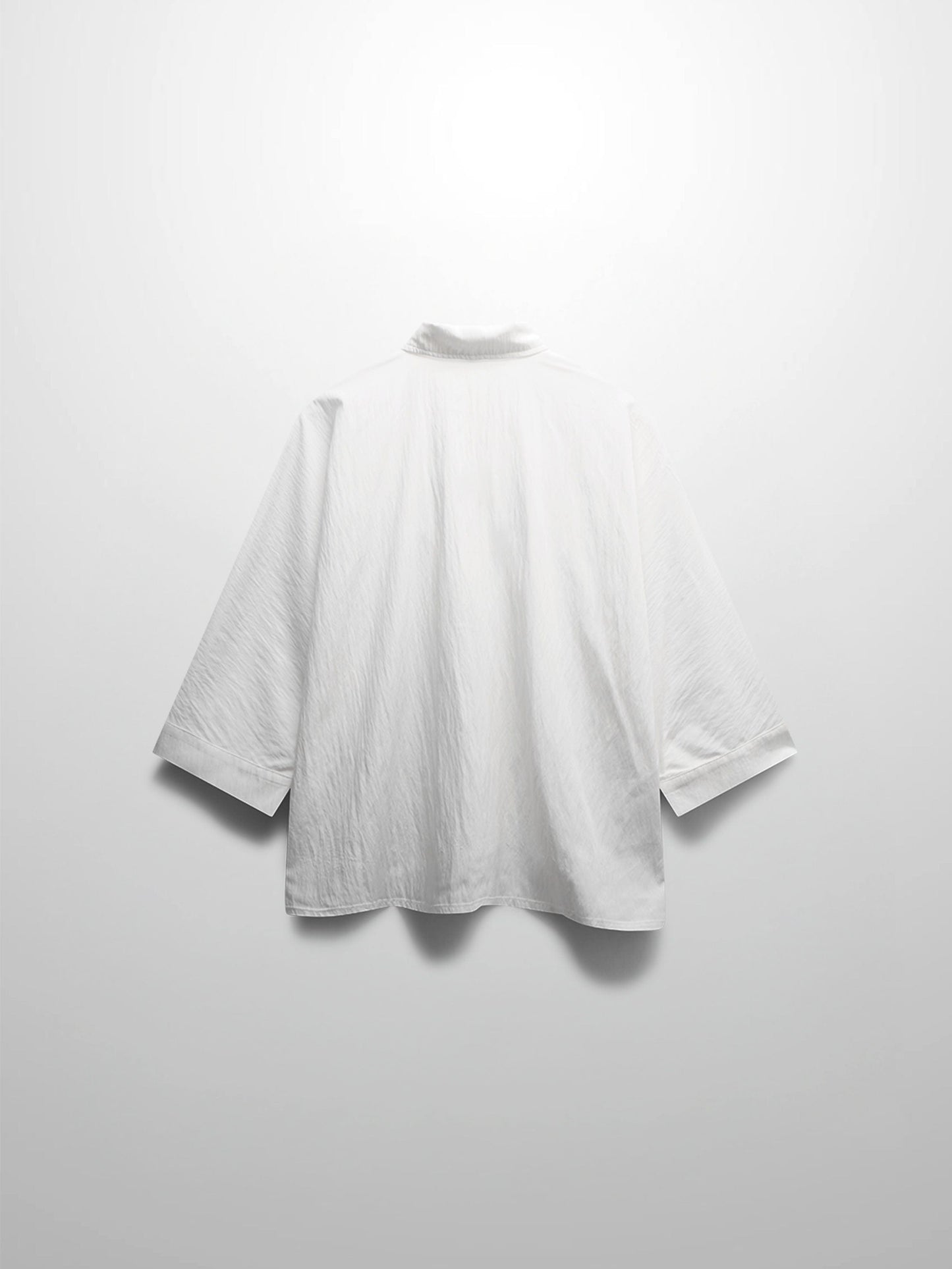 Boxy Dolman Sleeve Crinkle Blouse White Lightweight Casual Top-4