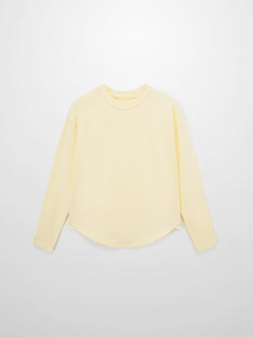 Oversized Yellow Rounded Hem T-Shirt Loose Casual Summer Tee-1