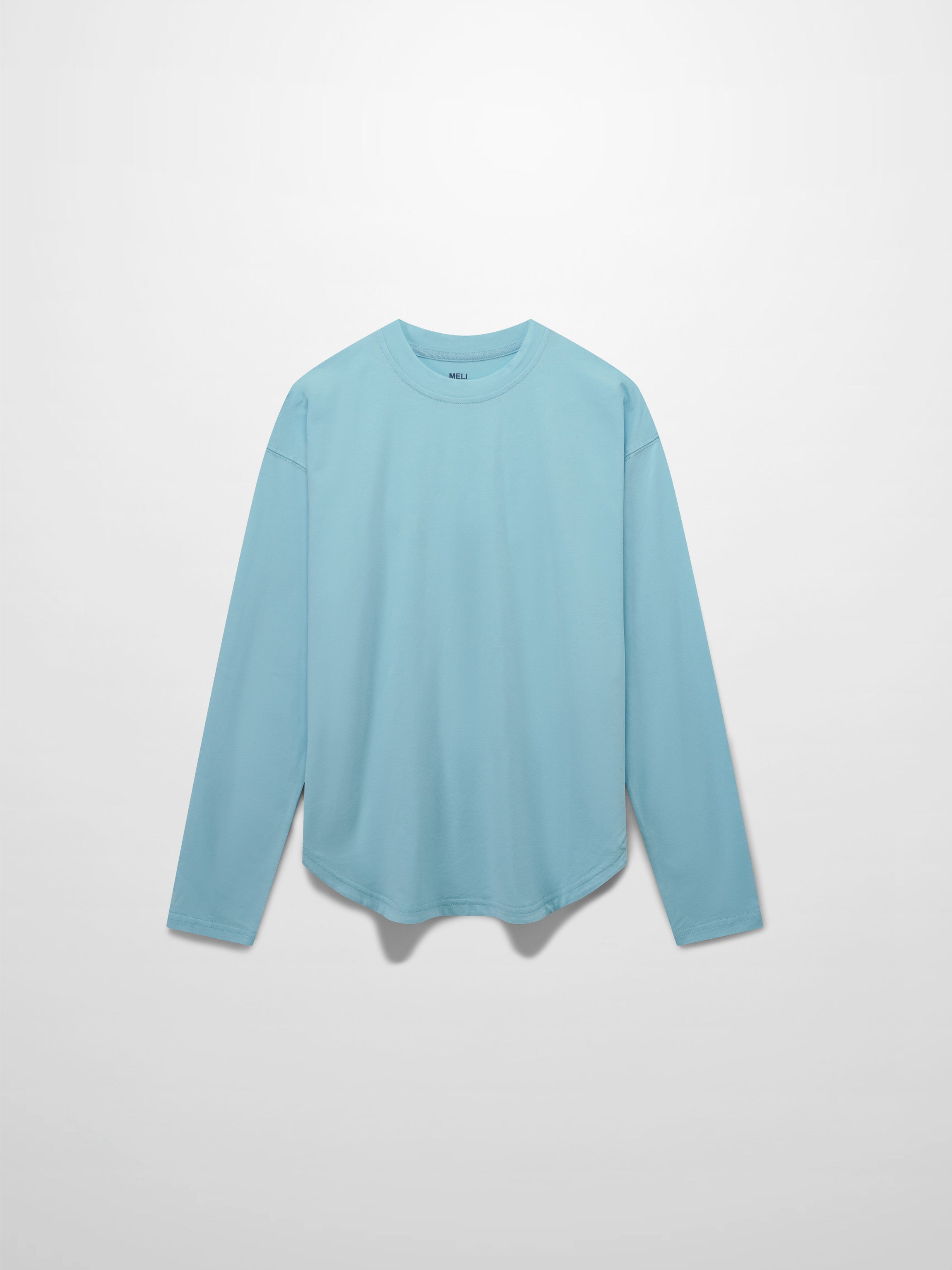 Oversized Rounded Hem Sky Blue T-Shirt Lightweight Cotton Tee