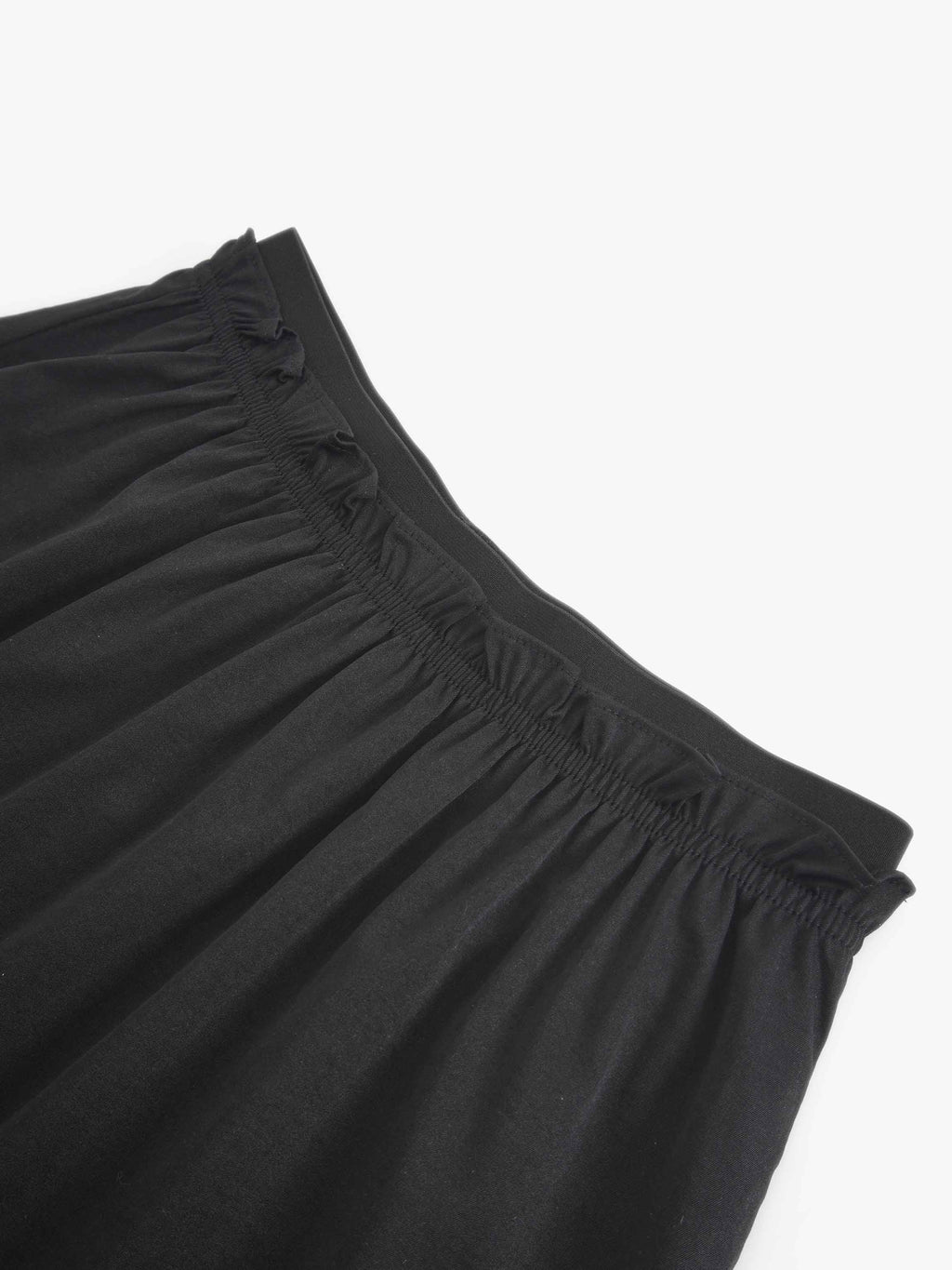 Elastic Waist Ruffle Skirt Black Casual Comfortable Versatile Staple
