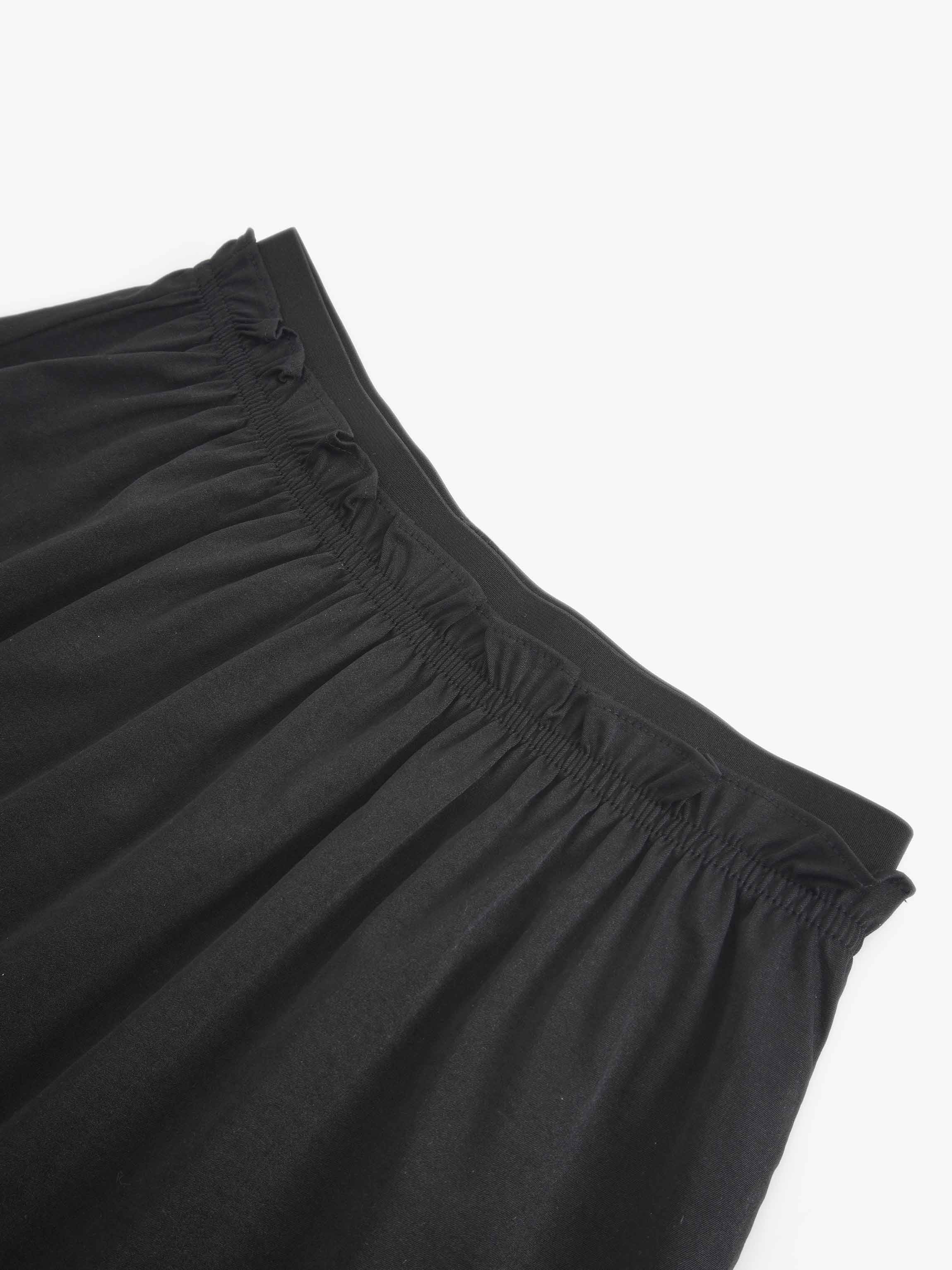 Elastic Waist Ruffle Skirt Black Casual Comfortable Versatile Staple