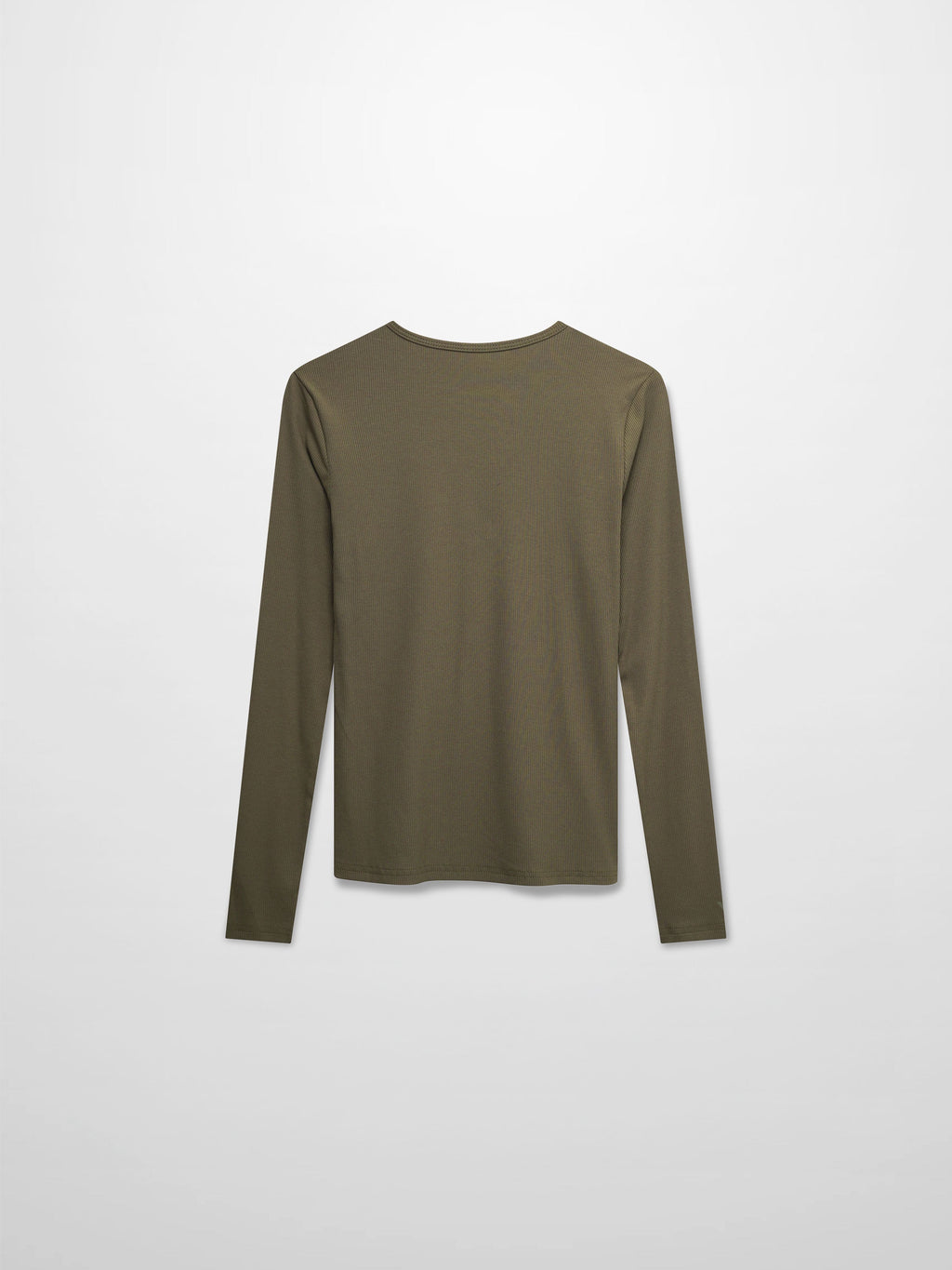 Soft Ribbed High V Neck Tee Olive Green Casual Basic Top