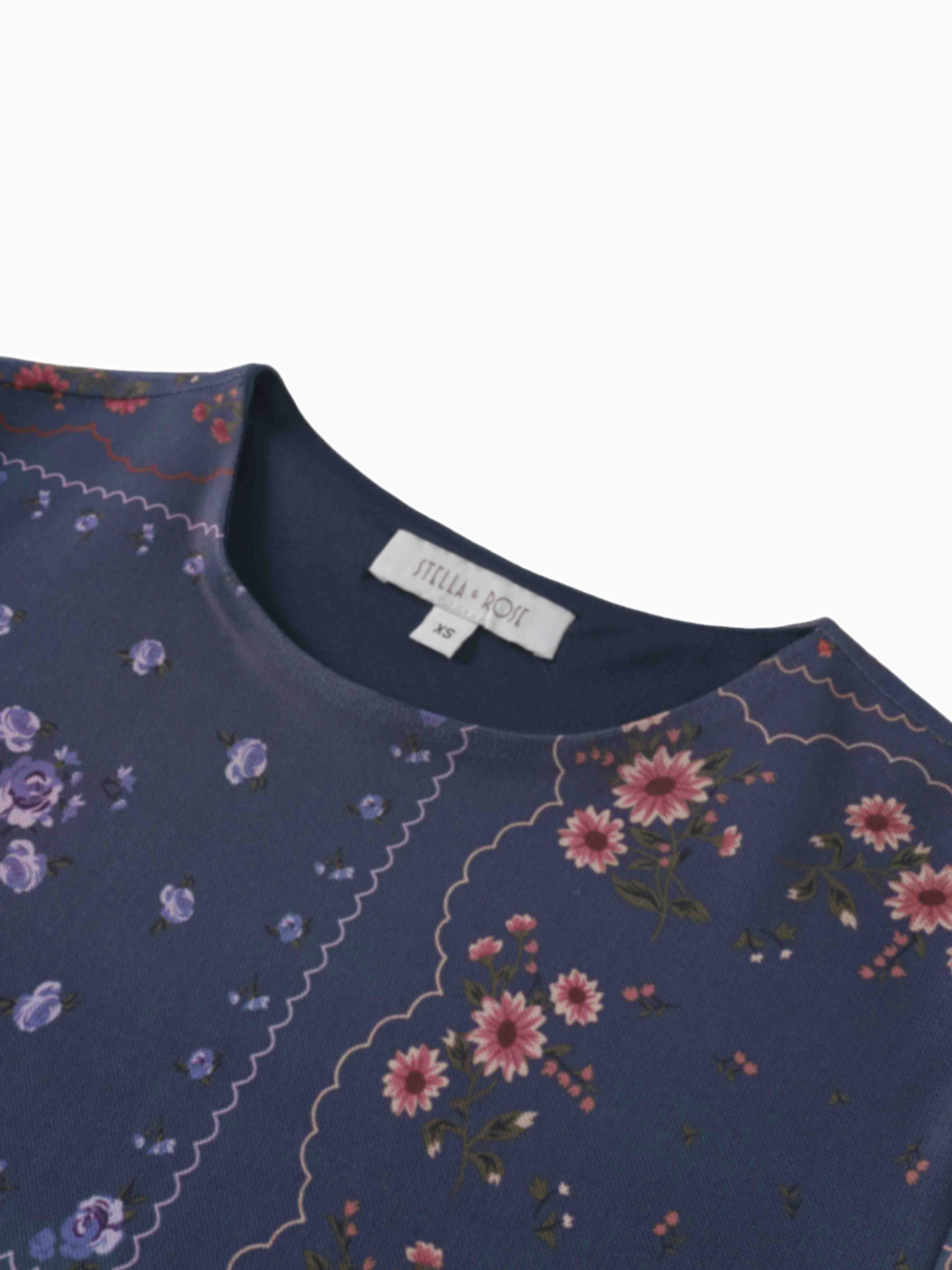 Crew Neck Printed Mesh Top Colored Floral Lightweight Breathable Tee-3