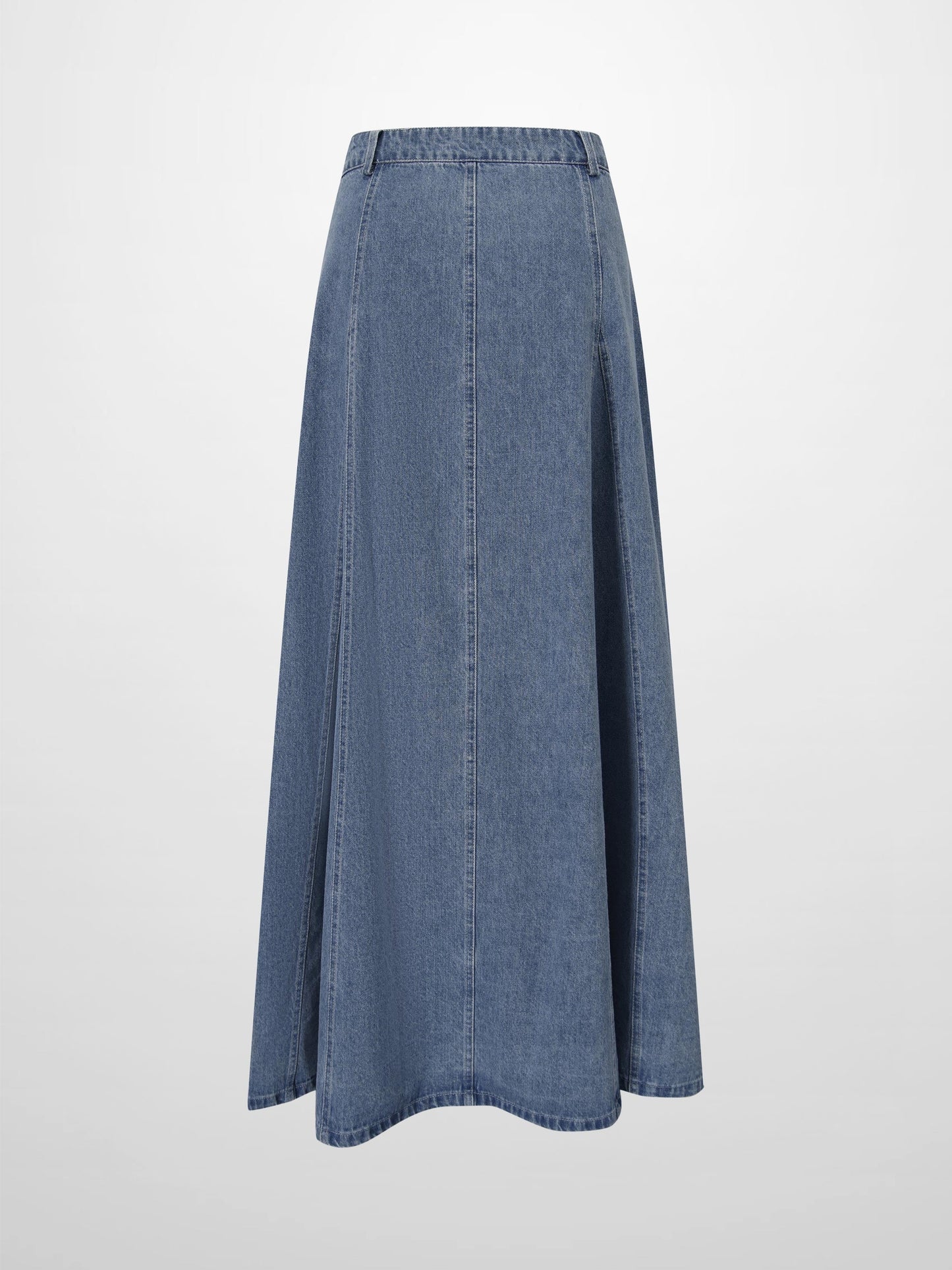 Light Blue Seamed Full Denim Skirt Casual Everyday Wear