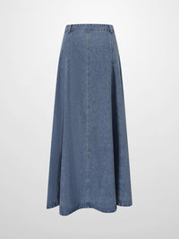Light Blue Seamed Full Denim Skirt Casual Everyday Wear