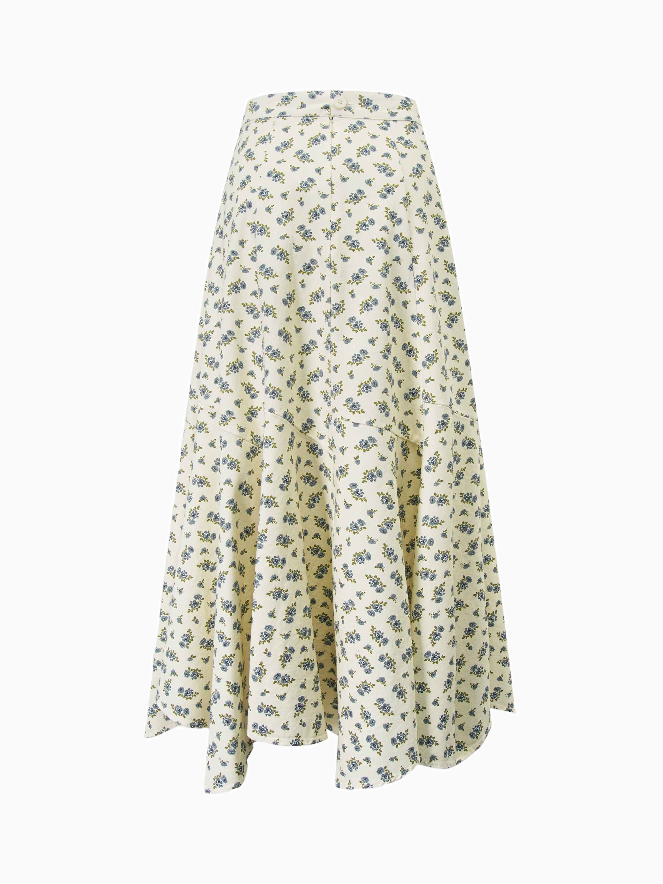 Asymmetrical Panel Skirt Blue Poppy Elegant Modern Women’s Skirt