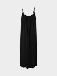 Black Cupro Crew Neck Slip Dress Elegant Casual Formal Wear
