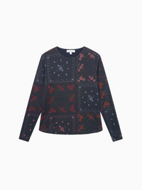 Crew Neck Printed Mesh Top Colored Floral Lightweight Breathable Tee-1