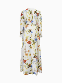 Waist Yoke Dress Garden Floral Elegant Printed Evening Dress