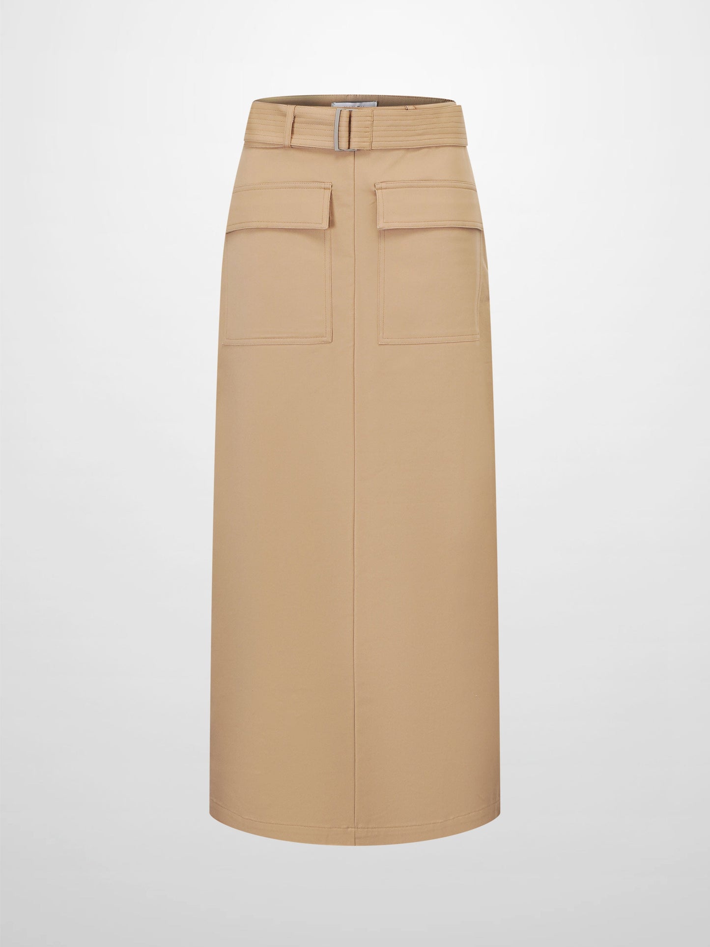 Tan Belted Straight Cargo Skirt with Pockets Casual SS26 New Arrival-1