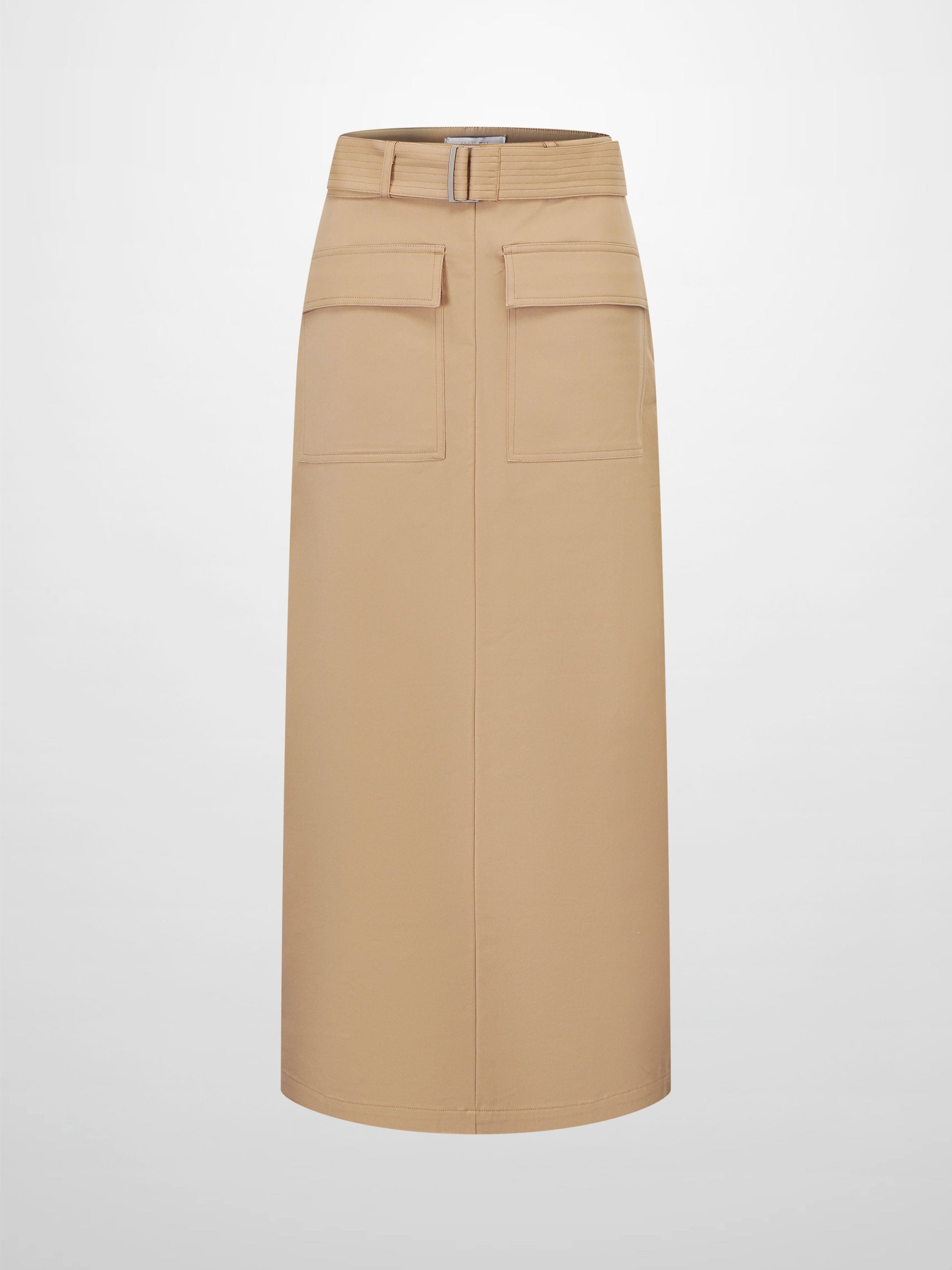 Tan Belted Straight Cargo Skirt with Pockets Casual SS26 New Arrival-1