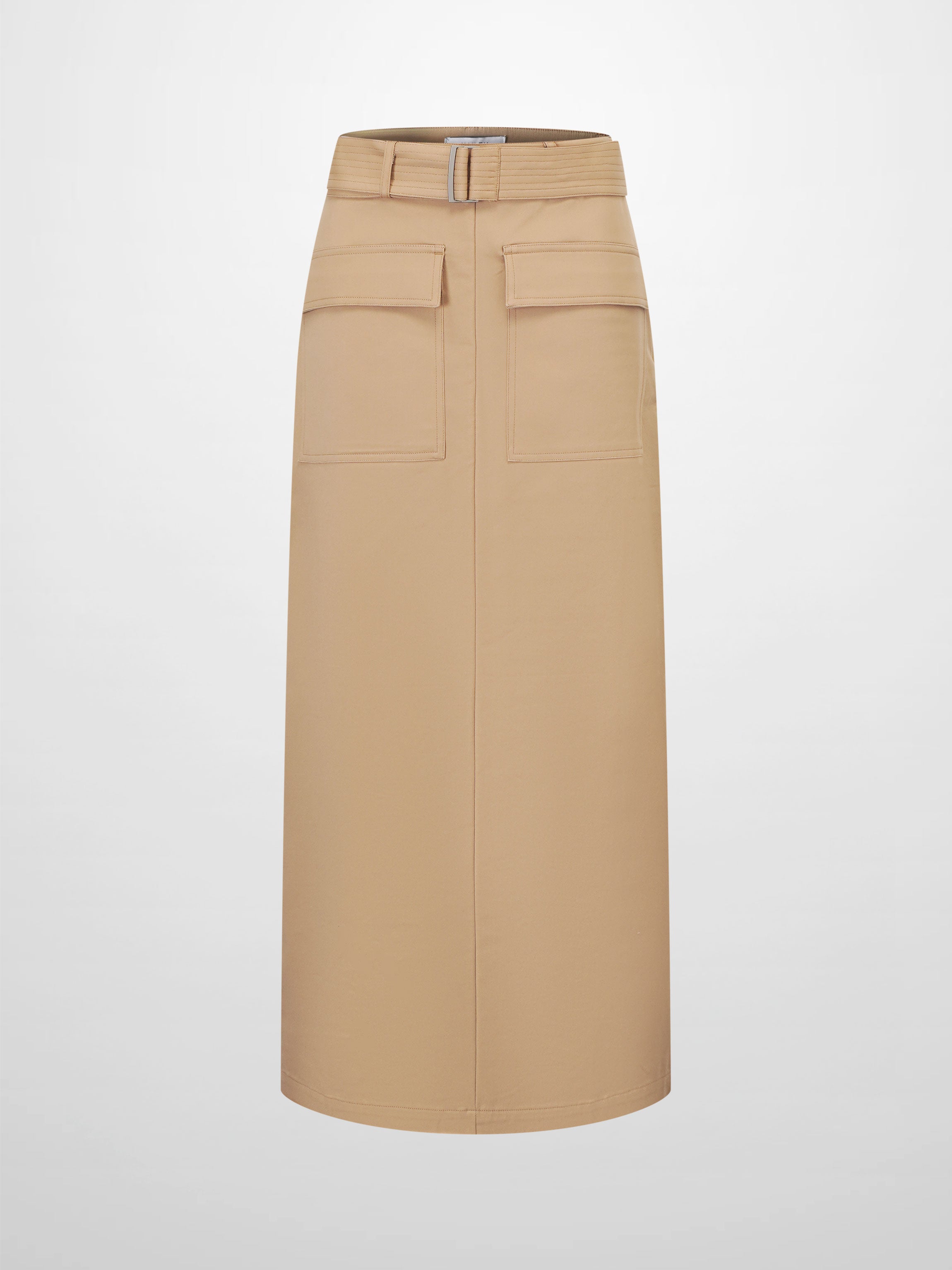 Tan Belted Straight Cargo Skirt with Pockets Casual SS26 New Arrival-1