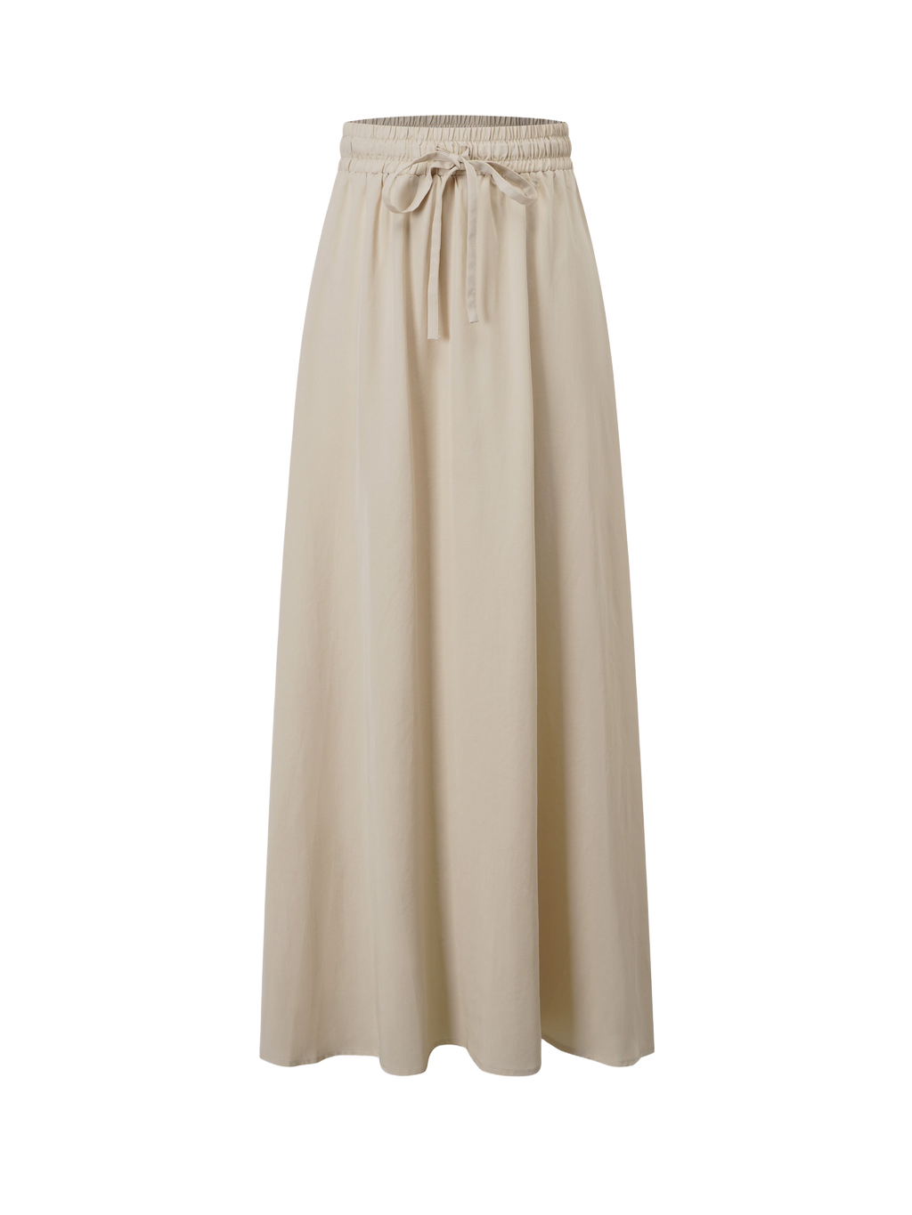 Tan Drawstring Circle Skirt Lightweight Adjustable Fit Casual Skirt-1