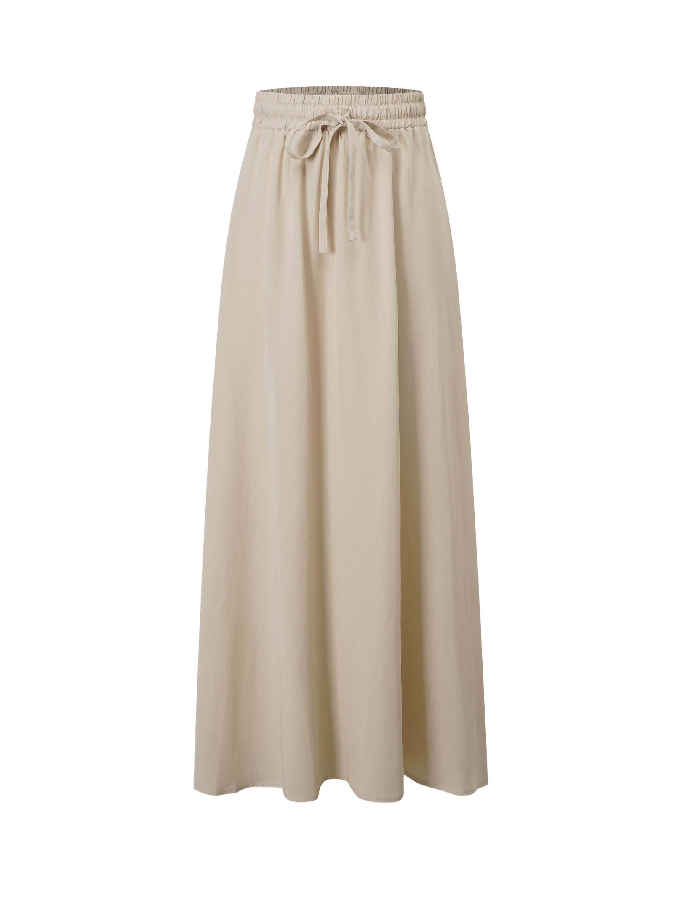 Tan Drawstring Circle Skirt Lightweight Adjustable Fit Casual Skirt-1
