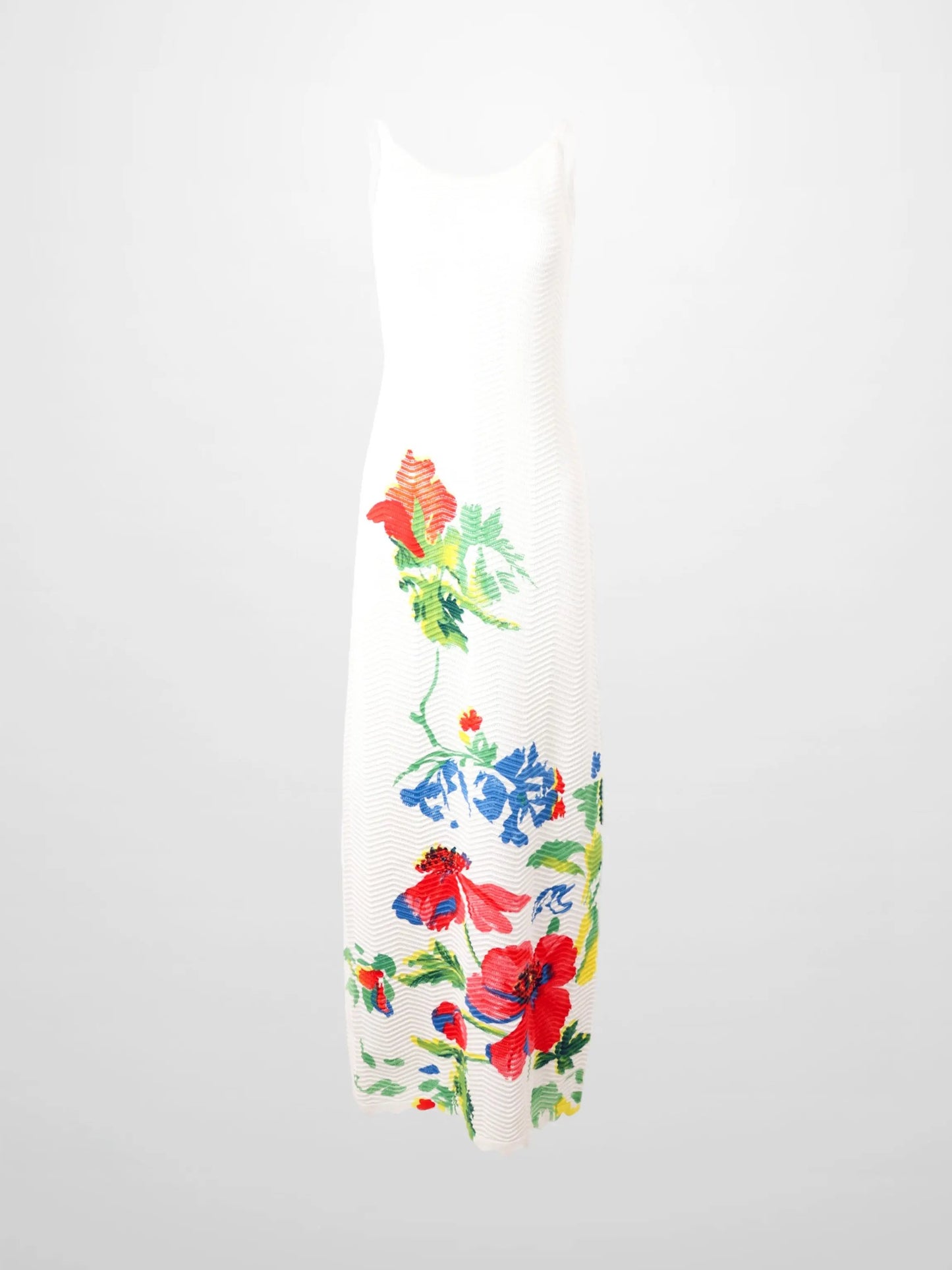 Wave Design Coral Flower Slip Dress Lightweight Elegant Layering