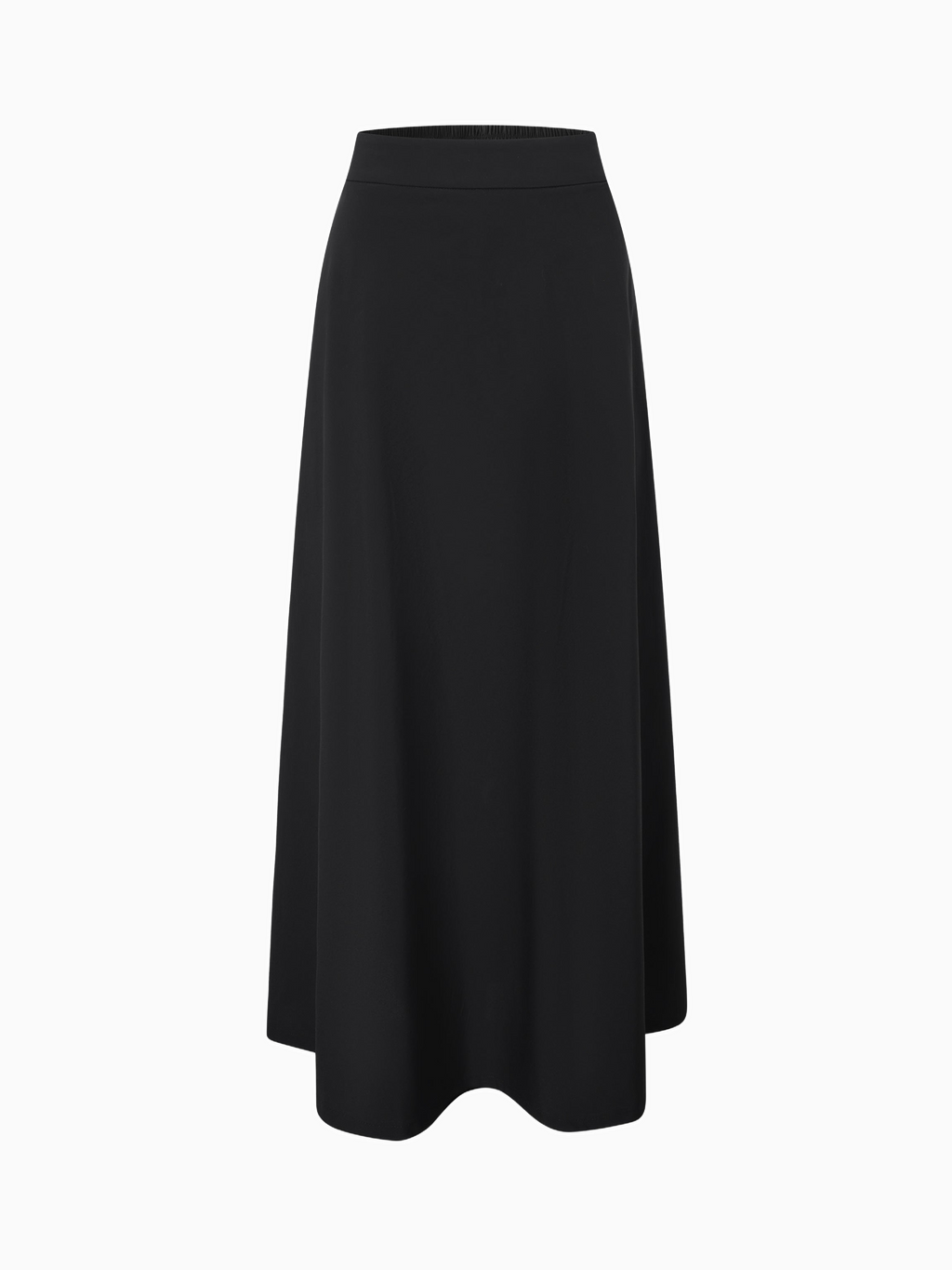 Elastic Back Maxi Cotton Blend Skirt Black Comfortable Casual Basic