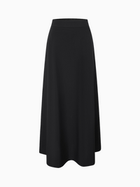 Elastic Back Maxi Cotton Blend Skirt Black Comfortable Casual Basic