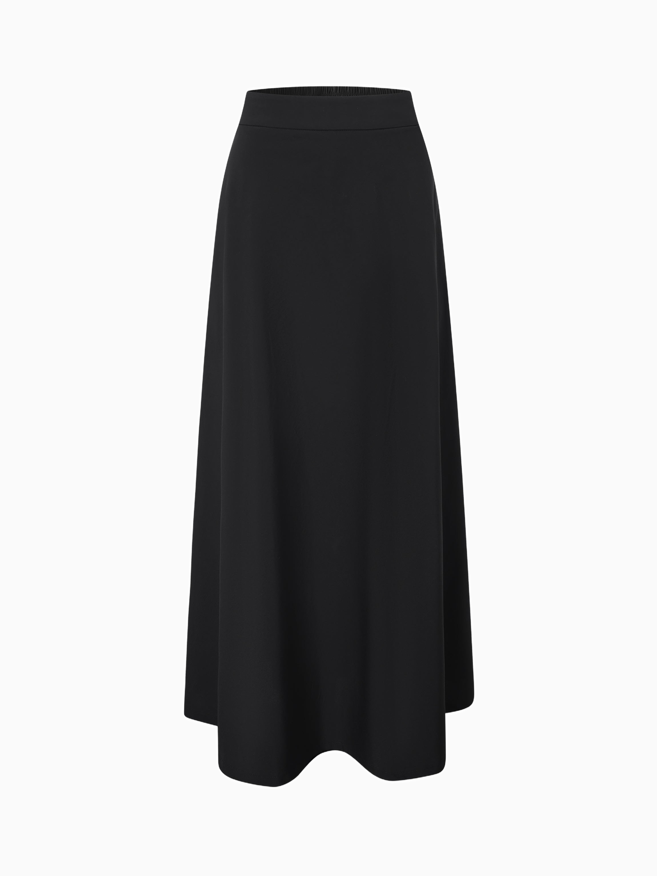 Elastic Back Maxi Cotton Blend Skirt Black Comfortable Casual Basic