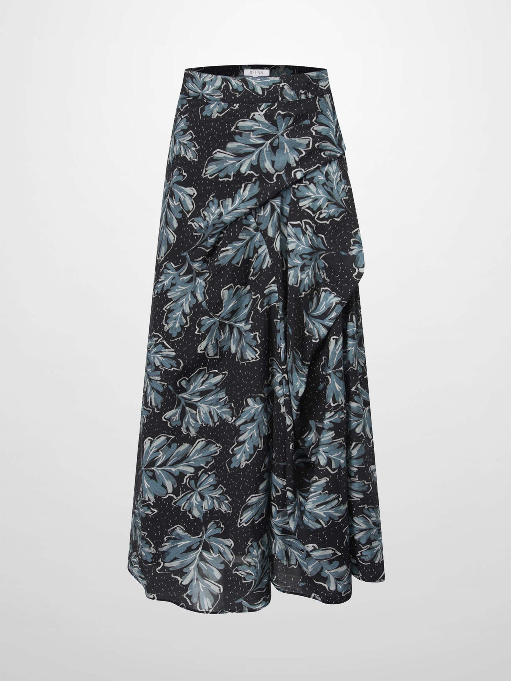 Blue Floral Gathered Overlay Skirt Elegant Dressy SS26