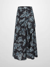 Blue Floral Gathered Overlay Skirt Elegant Dressy SS26