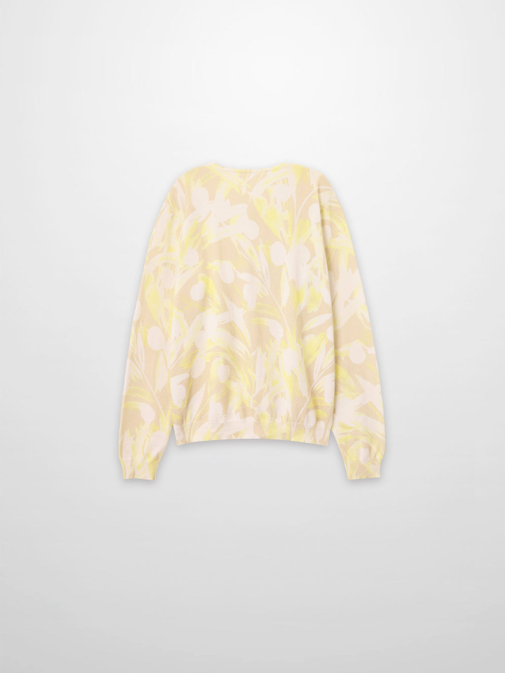 Yellow Floral Printed Thin Button-Down Crew Cardigan Lightweight Top