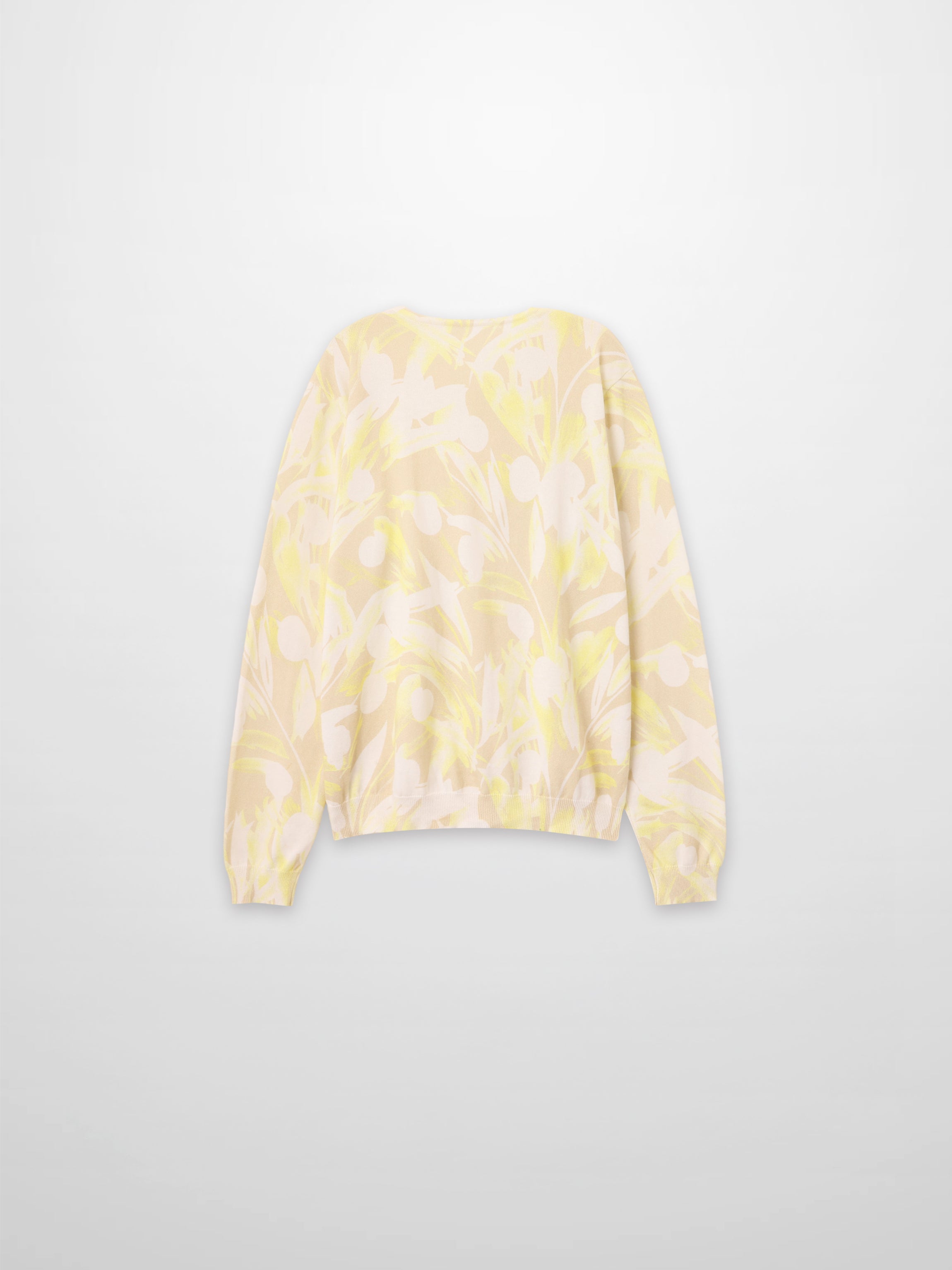 Yellow Floral Printed Thin Button-Down Crew Cardigan Lightweight Top