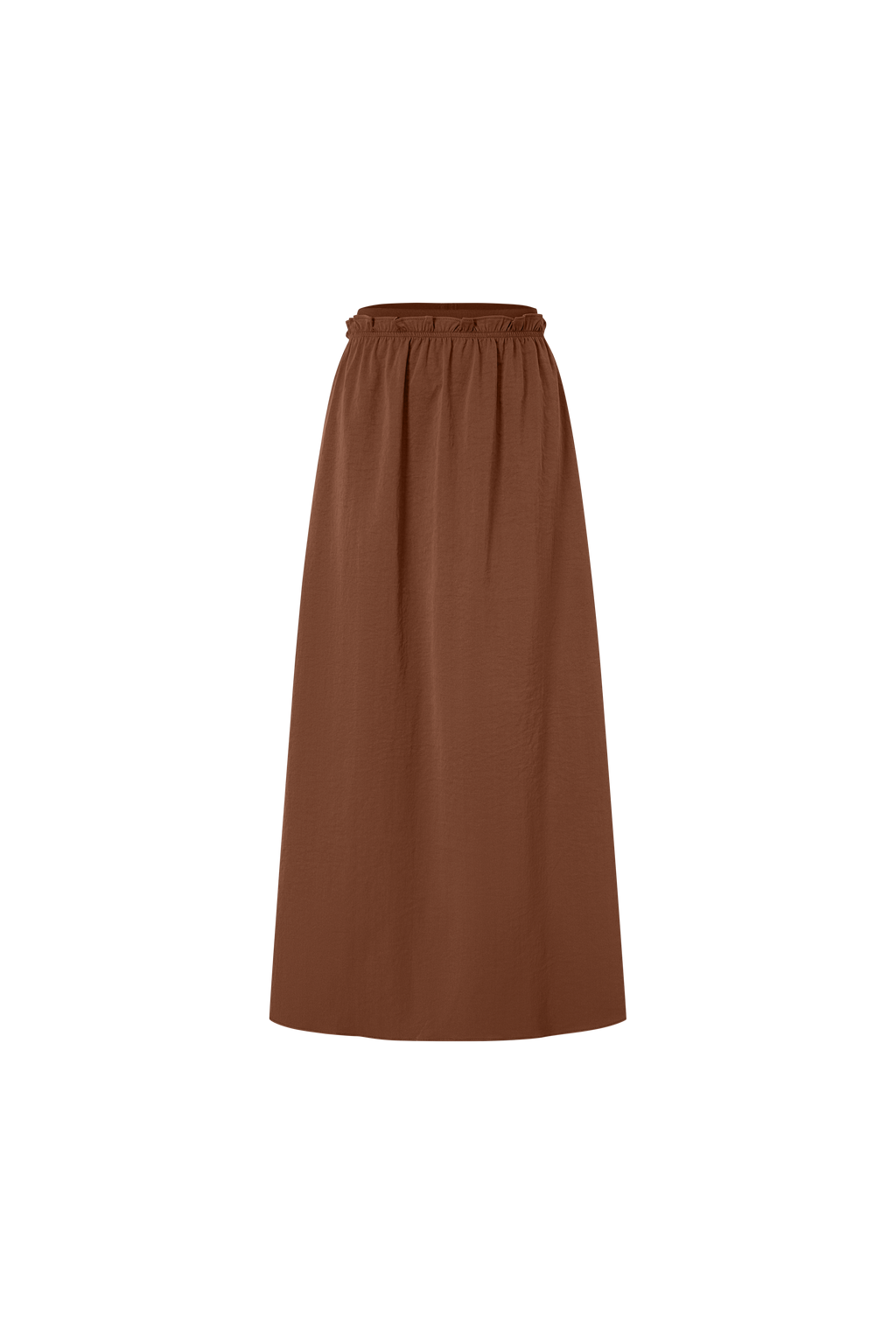 Brown Elastic Waist Ruffle Skirt Casual Comfortable Soft Fabric