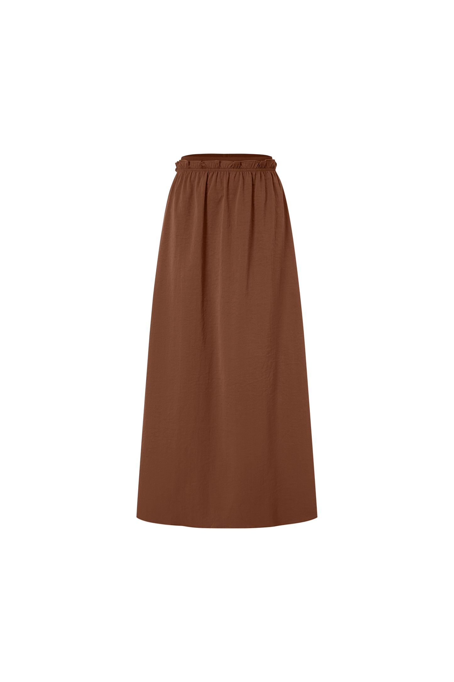Brown Elastic Waist Ruffle Skirt Casual Comfortable Soft Fabric