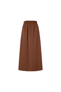 Brown Elastic Waist Ruffle Skirt Casual Comfortable Soft Fabric