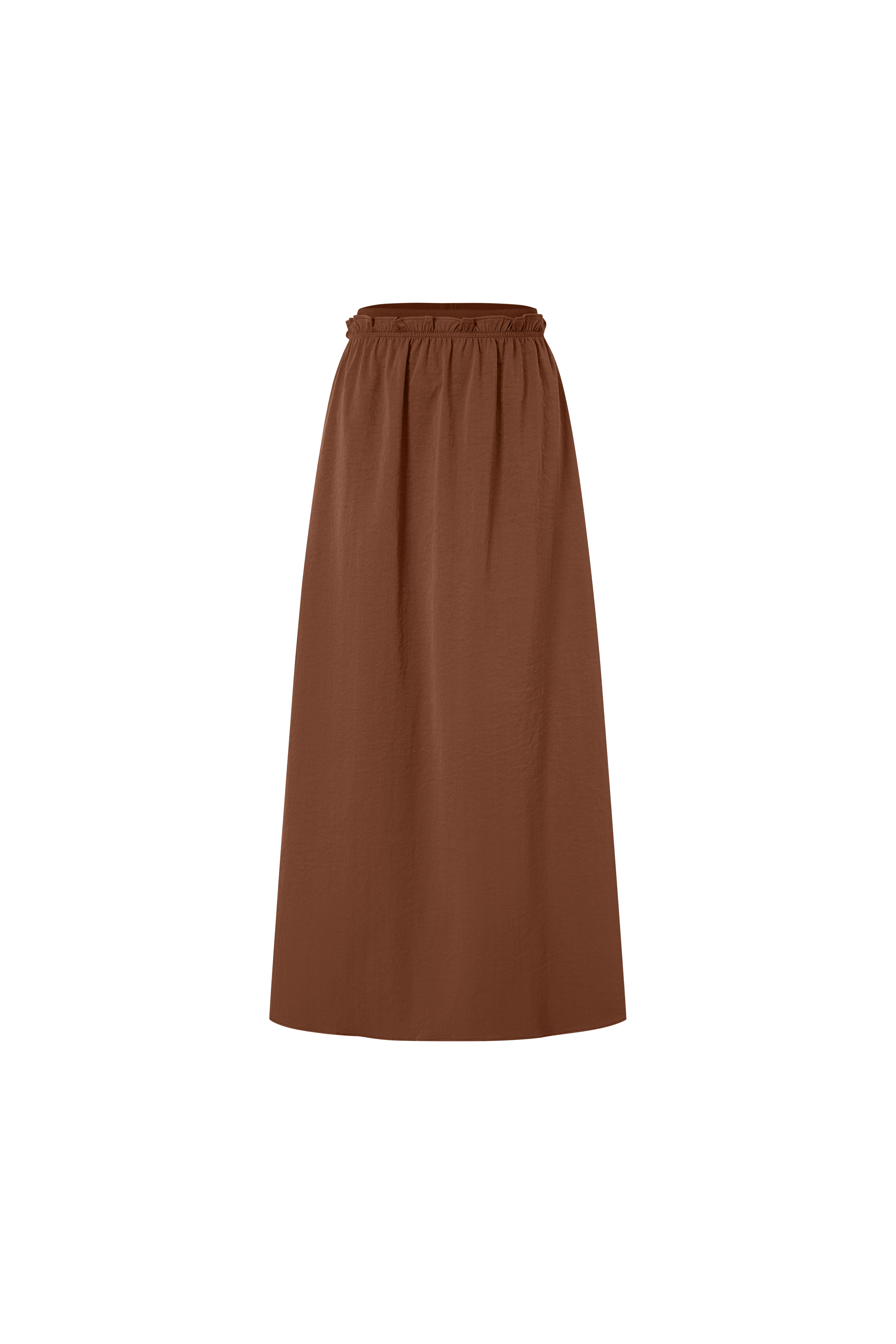 Brown Elastic Waist Ruffle Skirt Casual Comfortable Soft Fabric