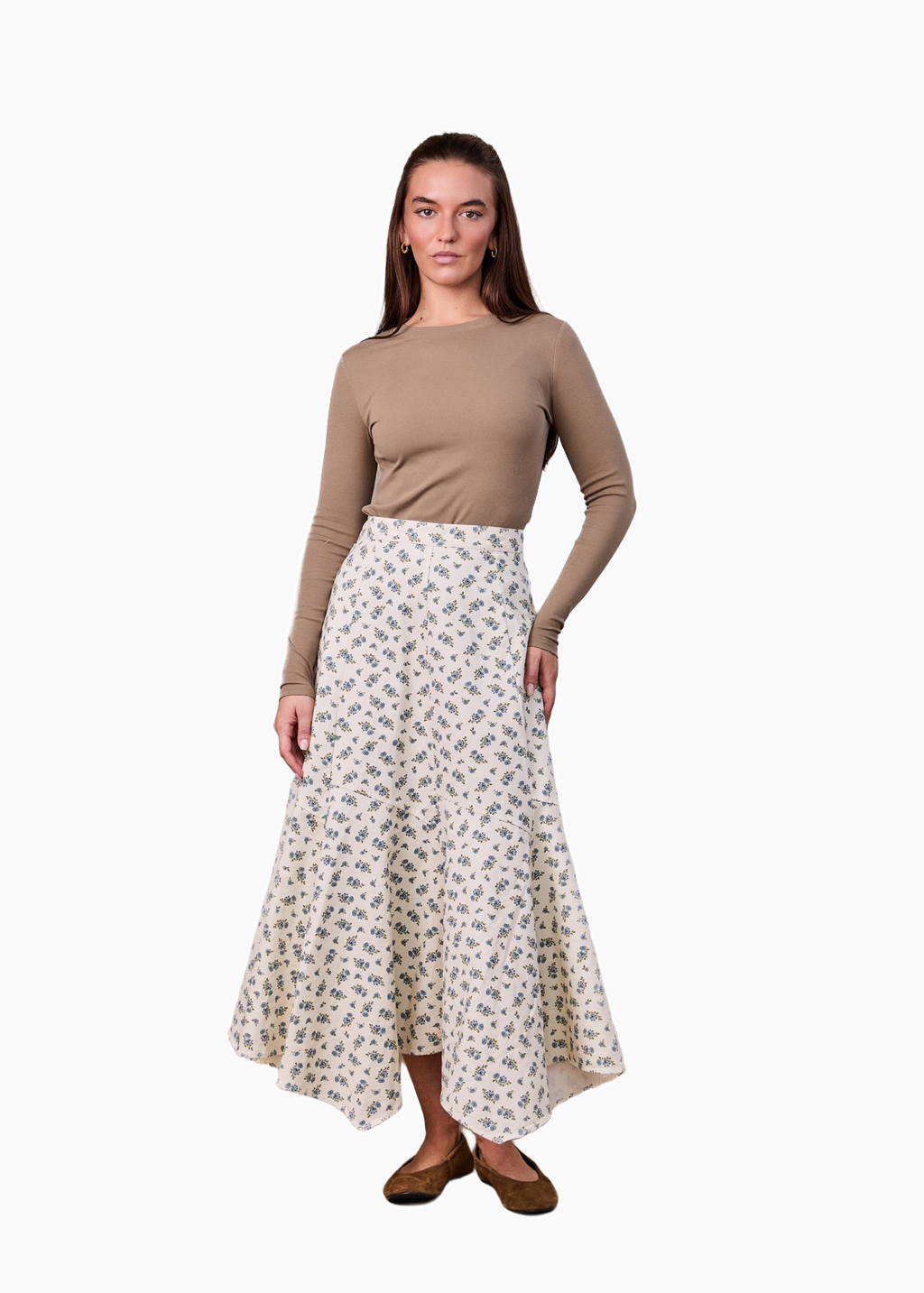 Asymmetrical Panel Skirt Blue Poppy Elegant Modern Women’s Skirt