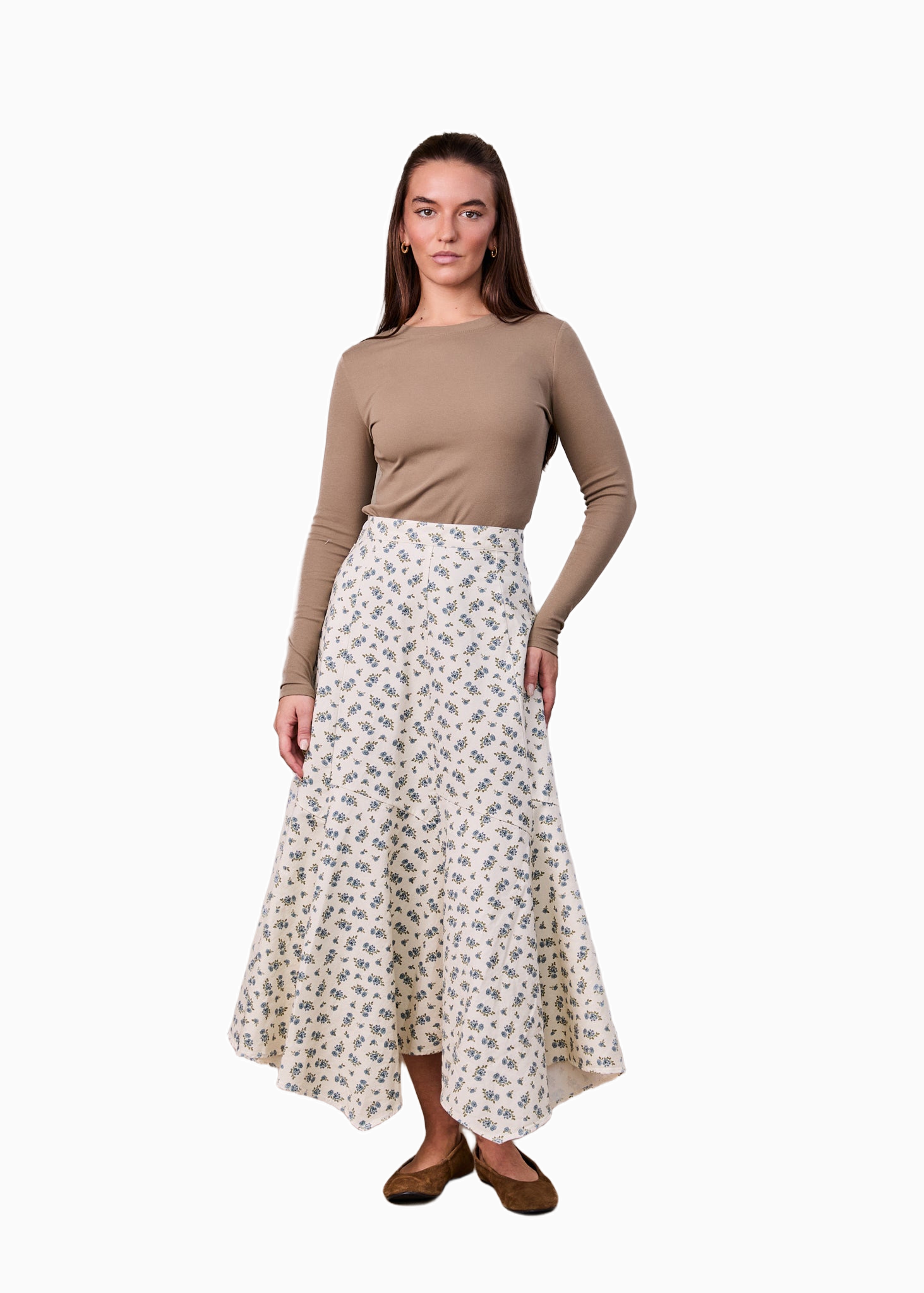 Asymmetrical Panel Skirt Blue Poppy Elegant Modern Women’s Skirt