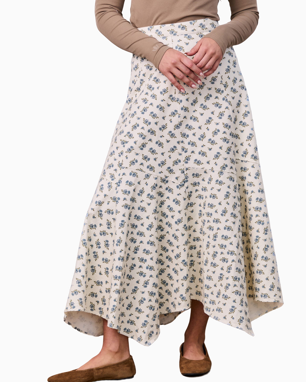 Asymmetrical Panel Skirt Blue Poppy Elegant Modern Women’s Skirt
