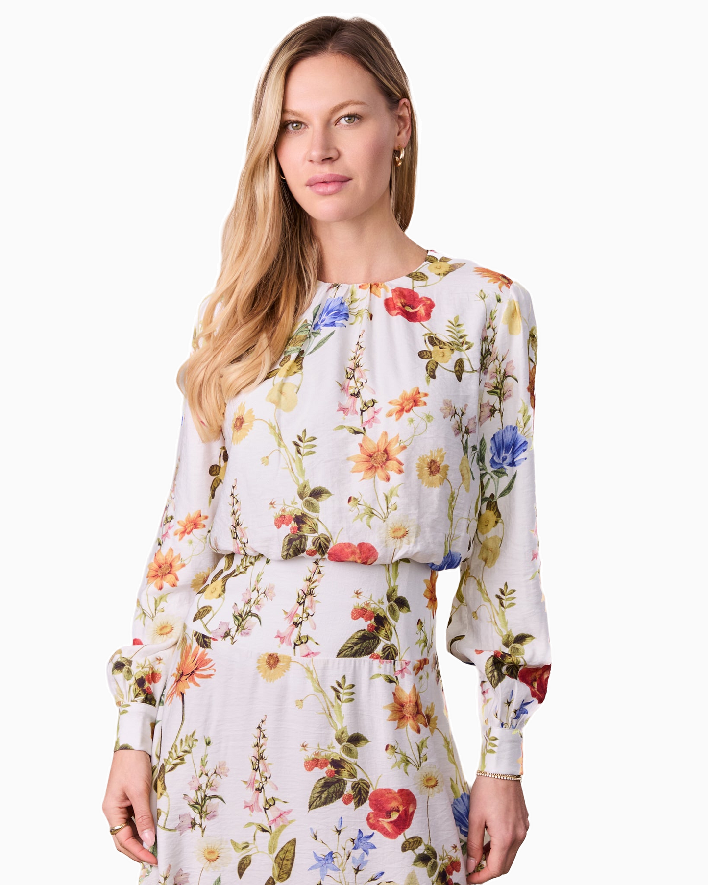 Waist Yoke Dress Garden Floral Elegant Printed Evening Dress