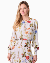 Waist Yoke Dress Garden Floral Elegant Printed Evening Dress