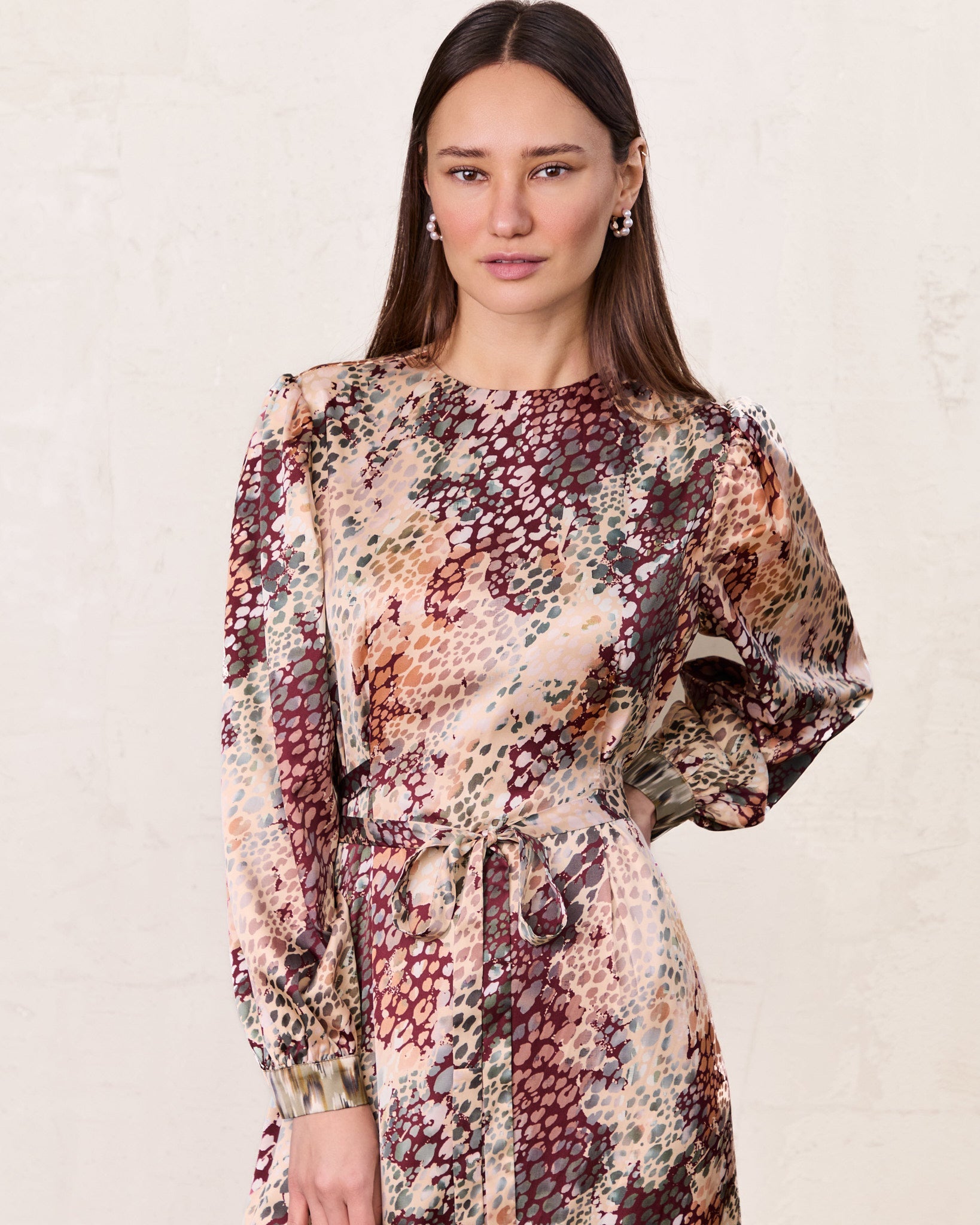 High Low Belted Animal Print Dress Elegant Asymmetrical Hemline