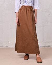 Brown Elastic Waist Ruffle Skirt Casual Comfortable Soft Fabric