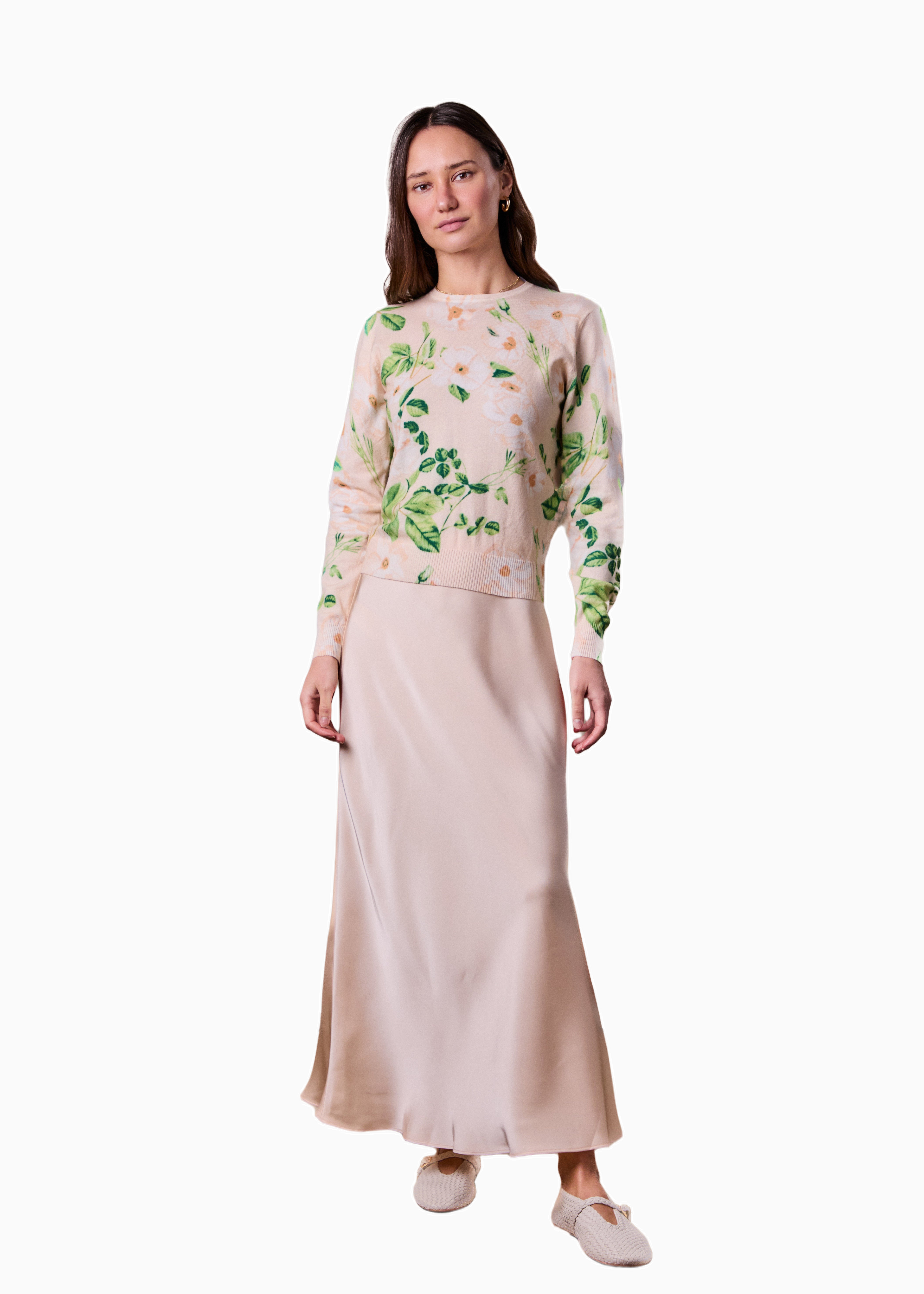 Printed Sweater Spring Flower Lightweight Floral Sweater for Women