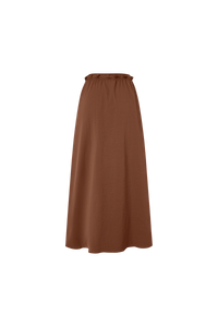 Brown Elastic Waist Ruffle Skirt Casual Comfortable Soft Fabric