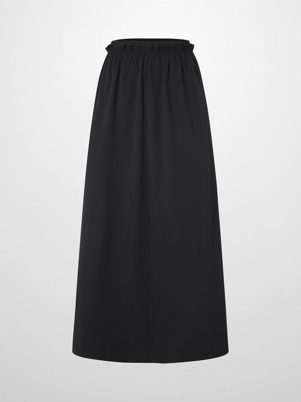 Elastic Waist Ruffle Skirt Black Casual Comfortable Versatile Staple