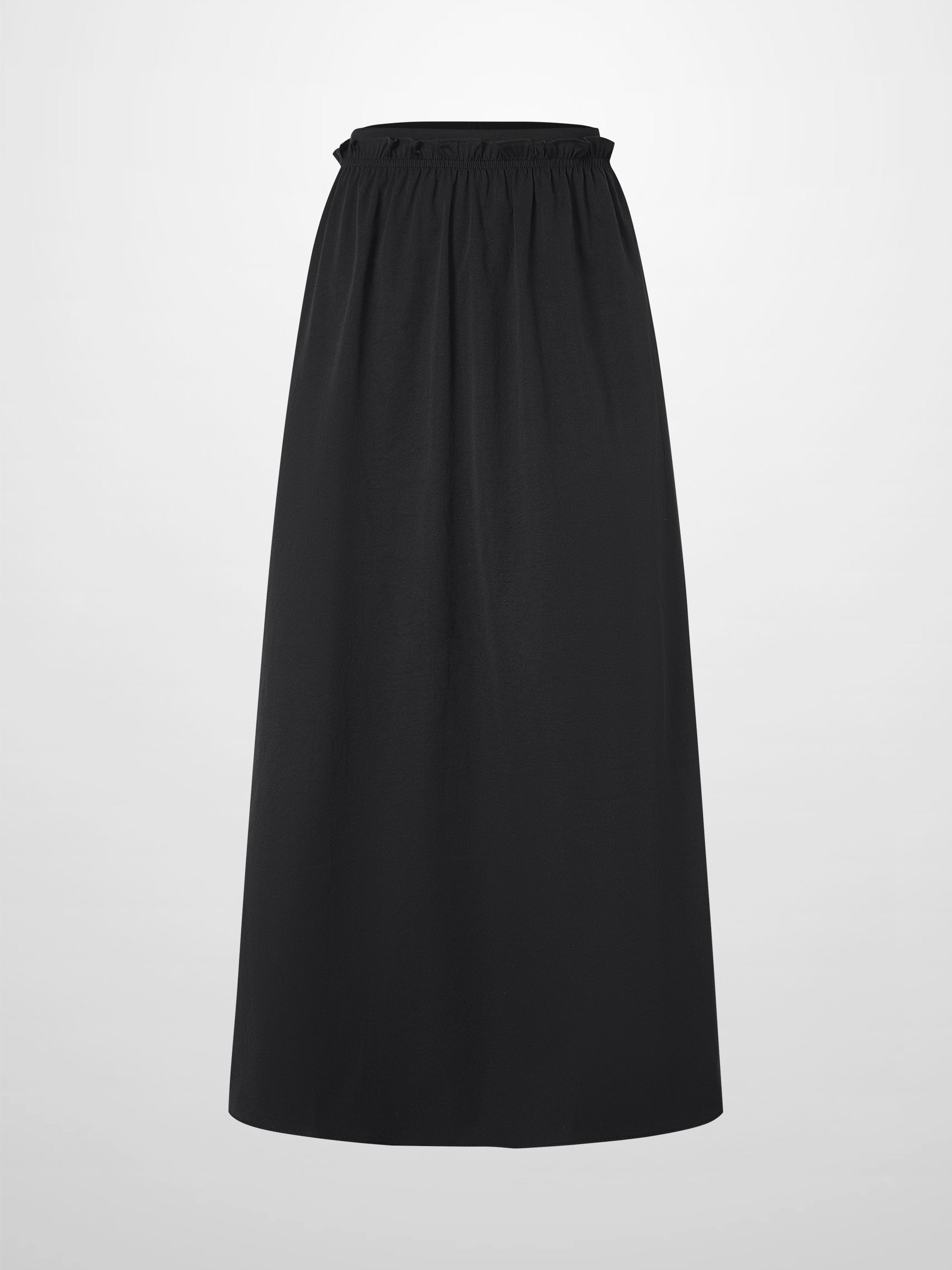 Elastic Waist Ruffle Skirt Black Casual Comfortable Versatile Staple