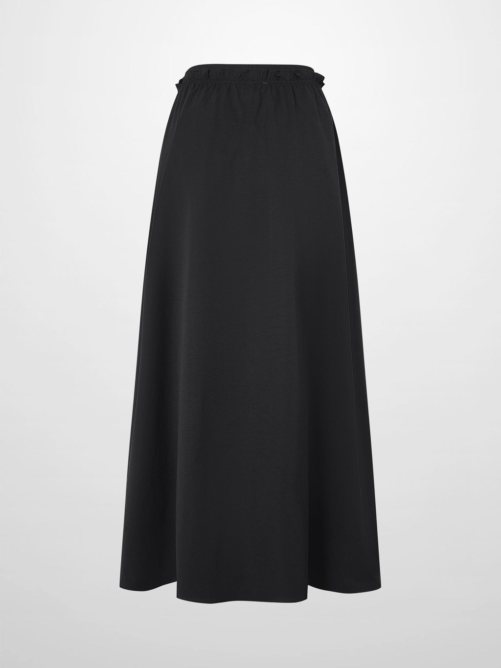 Elastic Waist Ruffle Skirt Black Casual Comfortable Versatile Staple