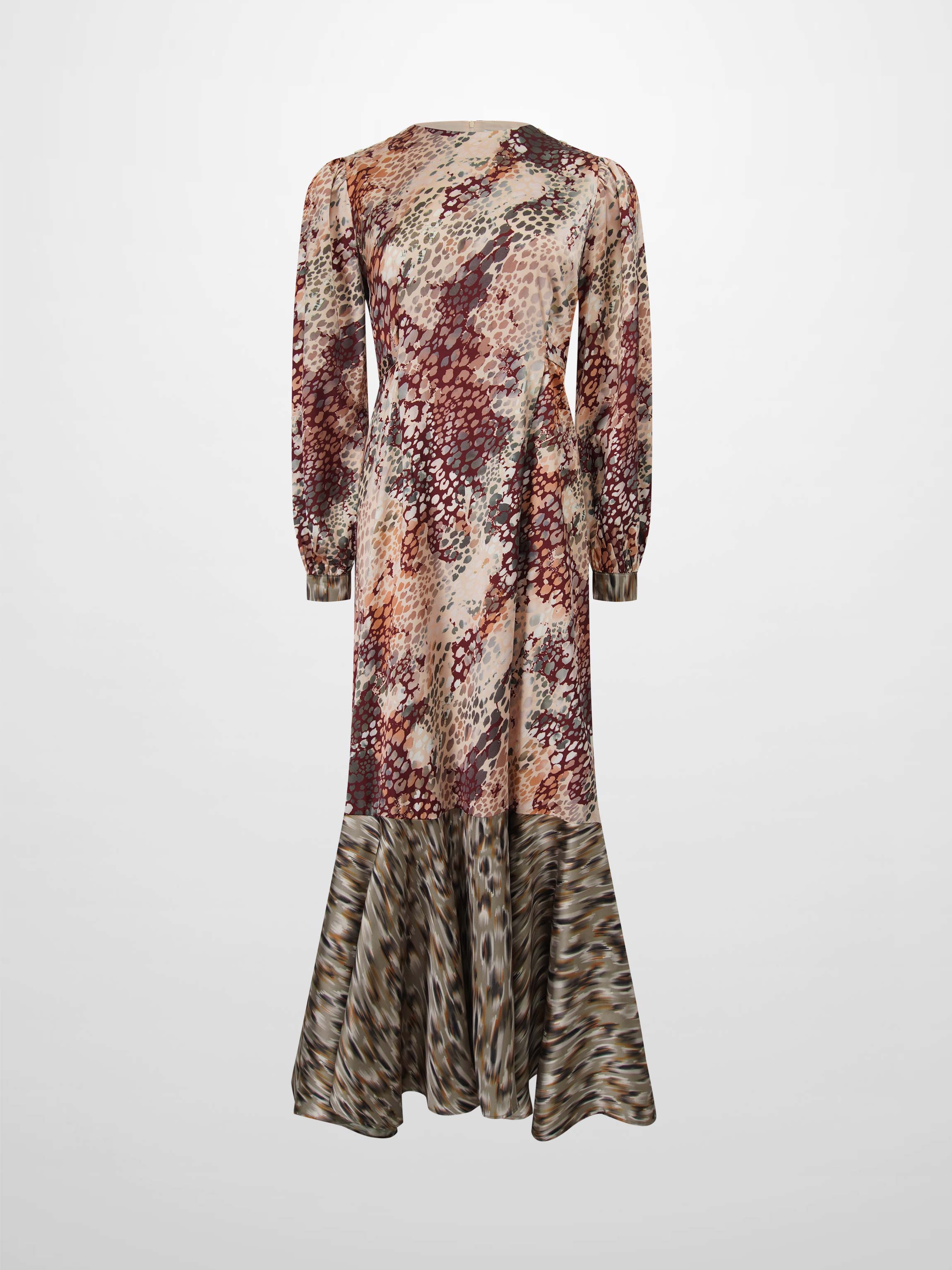 High Low Belted Animal Print Dress Elegant Asymmetrical Hemline